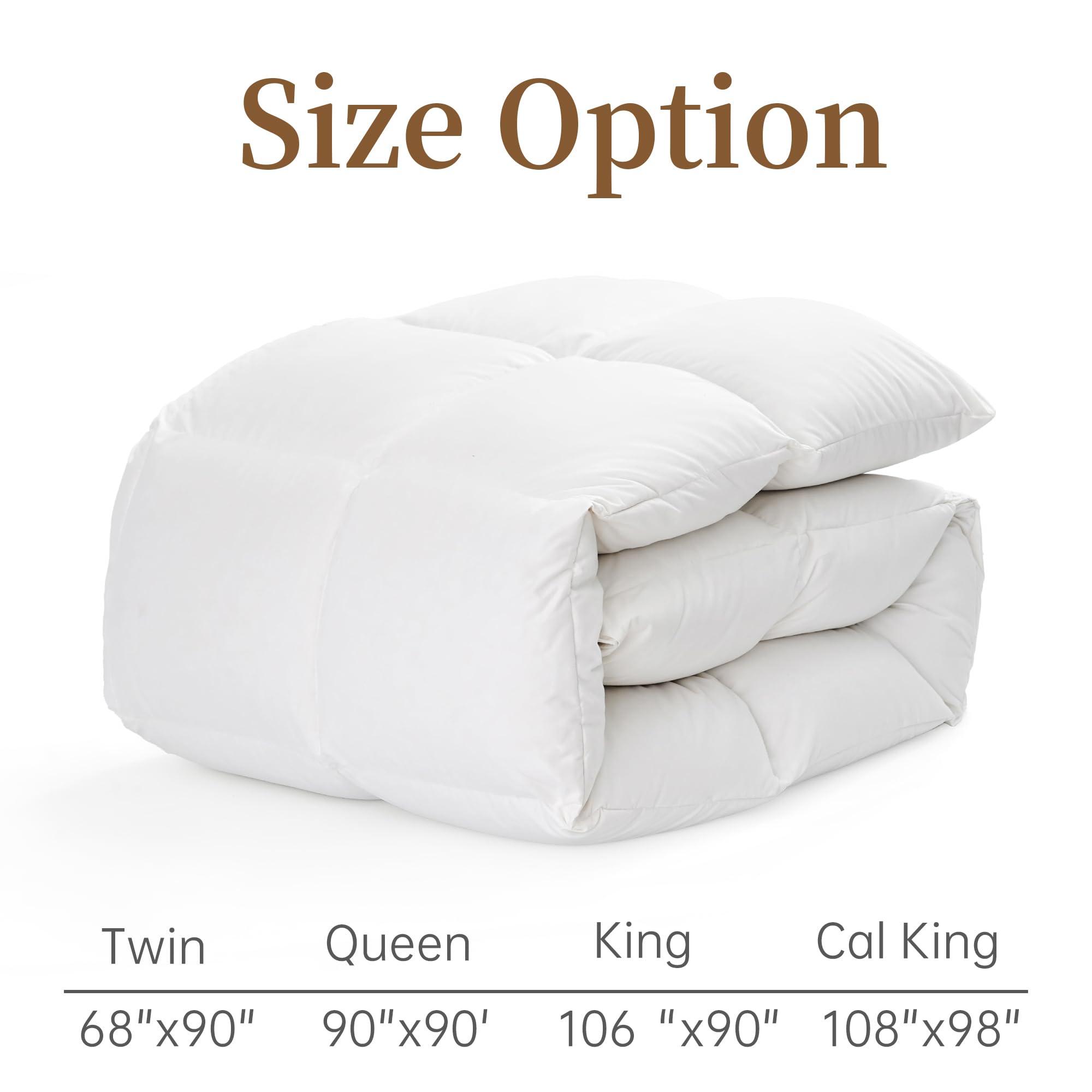 LEYCAY 850 Fill-Power Luxury Feather Down Duvet Queen Size,All Season Fluffy Duvet Insert,Soft 420TC Down Proof Fabric,50 Oz Medium Warmth Down Comforter,Machine Washable(White,90x90 Inches) - Image 8