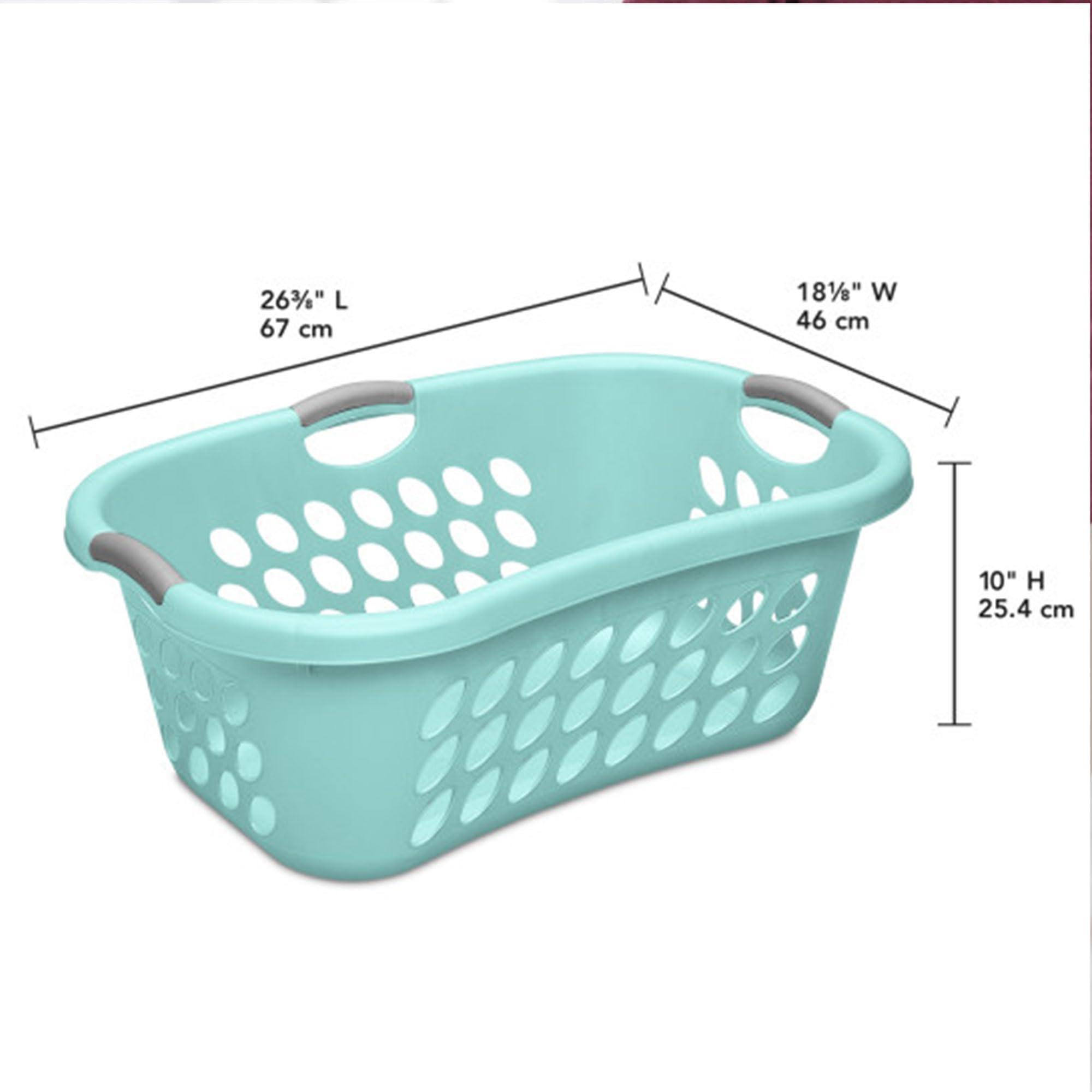 Sterilite 6-Pack Ultra HipHold Laundry Basket, 1.25 Bushel Capacity, Aqua Chrome - Contoured Plastic Clothes Hamper with Ventilated Holes and Comfort Grip Handles for Easy Carrying - Image 3