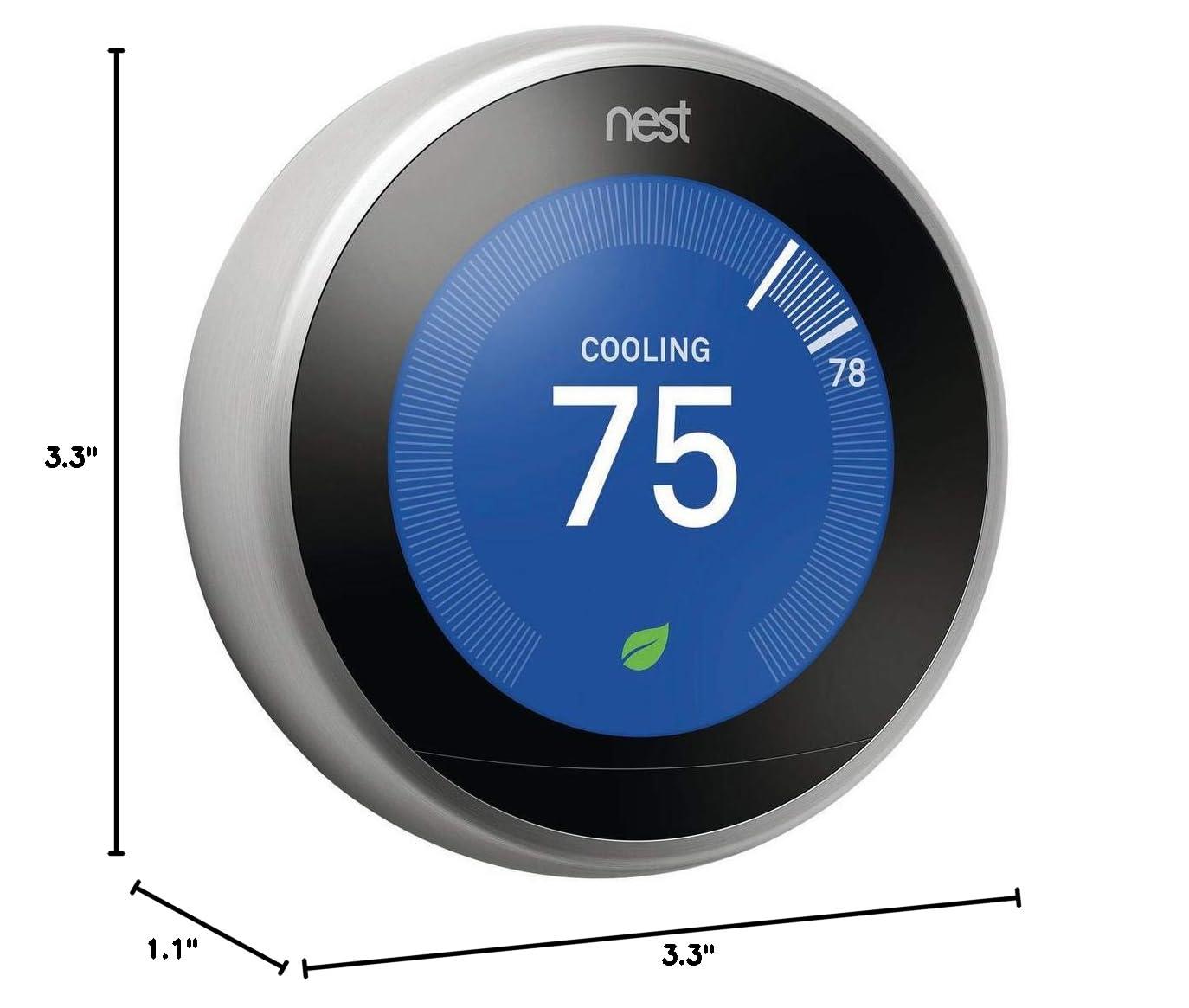 Google Nest T3019US Learning Thermostat 3rd Gen Smart Thermostat, Polished Steel Bundle with 2-Pack Deco Gear WiFi Smart Plug - Image 2