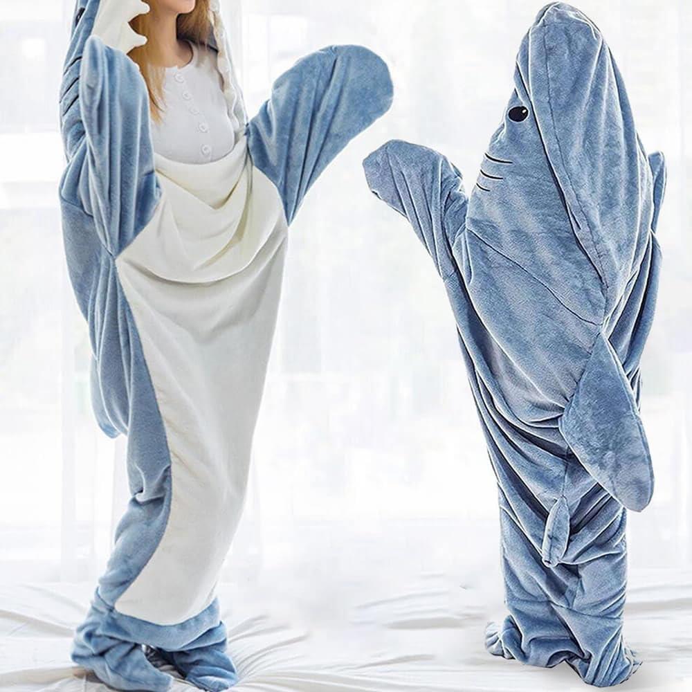 inkArts Shark Blanket Hoodie Onesie for Adult & Kid, Wearable Shark Sleeping Bag, Soft Cozy Onesie Costume - Image 4