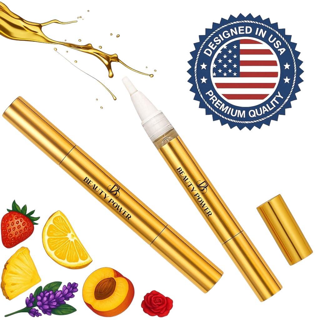 Beauty Power Nail Oil Cuticle Pen - Rose – Nail Strengthener & Growth Serum with Vitamin A, D, E, B5, Grapeseed & Natural Oils – Repair for Brittle, Peeling, Thin Nails – Twist Brush Pen - Image 2