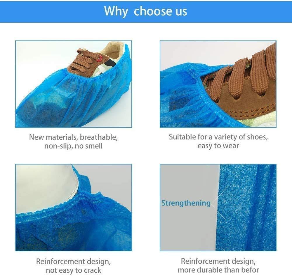 Disposable Shoe Covers 100PCS 400g Non-Slip Durable Indoor Boot Overshoes Protector Thicked Non-Woven Fabric Shoe Covers for Carpet Floor Protection Construction Offices One Size Fits All (Blue)… - Image 6