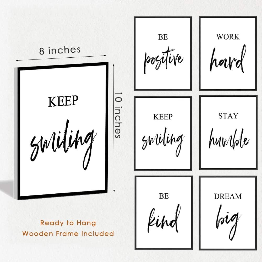 Inspirational Wall Art, Framed Motivational Canvas Wall Art Positive Quote for Living Room Bedroom Office, Stretched Ready to Hang (Set of 6, 8X10in, Framed) - Image 6