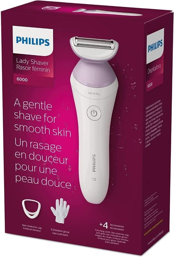 Philips Beauty Lady Electric Shaver Series 6000, Cordless with 4 Accessories, BRL136/00, White - Image 6