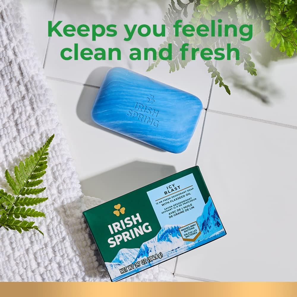 Irish Spring Icy Blast Bar Soap for Men, Mens Soap, Smell Fresh and Clean 12 Hours, Men Bars Washing Hands Body, Mild Skin, Recyclable Carton, 24 Pack, 3.7 Oz - Image 9