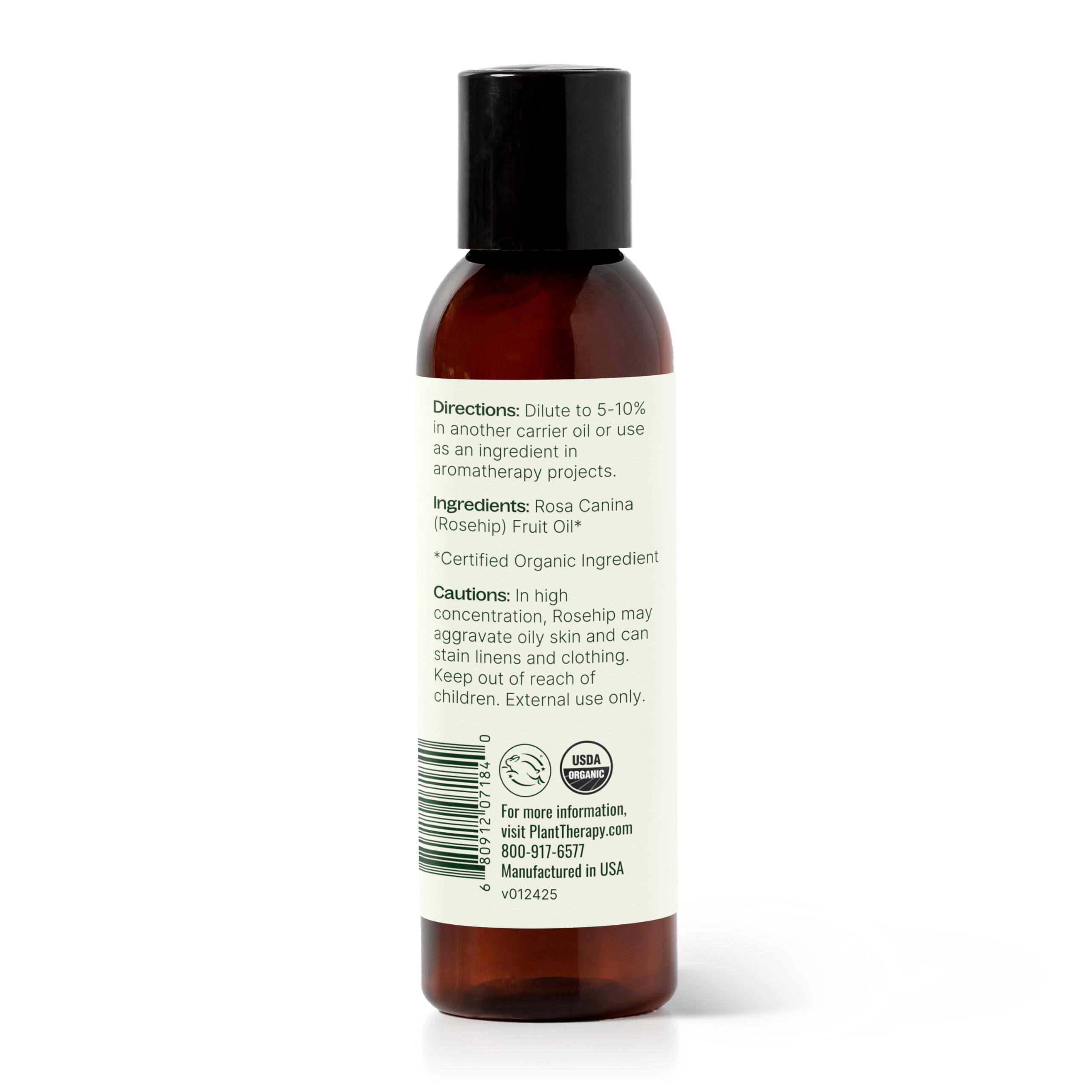 Plant Therapy Organic Rosehip Carrier Oil 4 oz Cold Pressed, Extra Virgin, Vitamins A and E & Essential Fatty Acids - Image 8