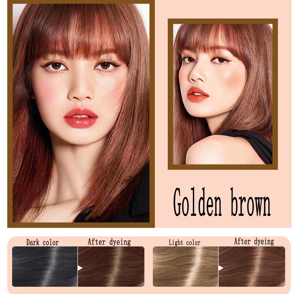 Brown Hair Dye Shampoo YIZHONG Light Golden Brown Hair Color For Gray Hair Coverage Permanent 3 in 1 For Women Men Easy Comb Dyeing Champu Para Canas（ Golden Brown） - Image 2