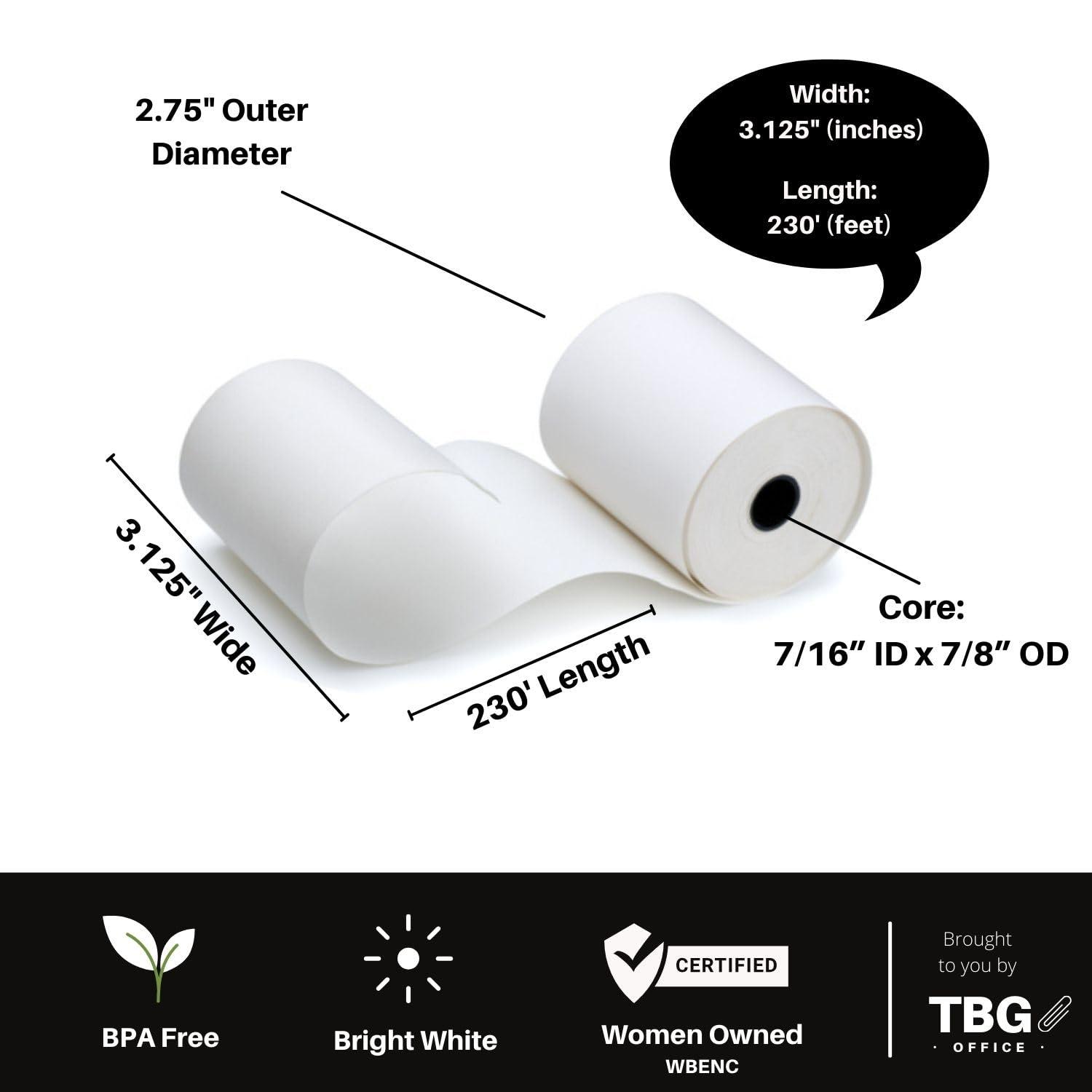 3 1/8” x 230' Thermal Paper Rolls - BPA FREE – MADE IN USA - Receipt paper rolls – Point of Sale Cash Register - Thermal printer paper - Credit Card Paper - for POS systems (1 Case - 30 Rolls) - Image 2