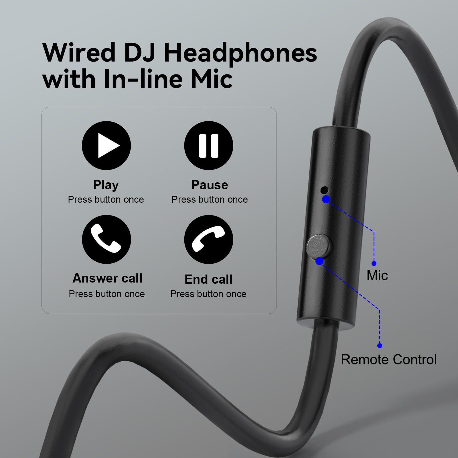 OneOdio Wired Over Ear Headphones Hi-Res Studio Monitor & Mixing DJ Stereo Headsets with 50mm Drivers and 1/4 to 3.5mm Jack for AMP Computer Recording Podcast Keyboard Guitar Laptop - Black - Image 5