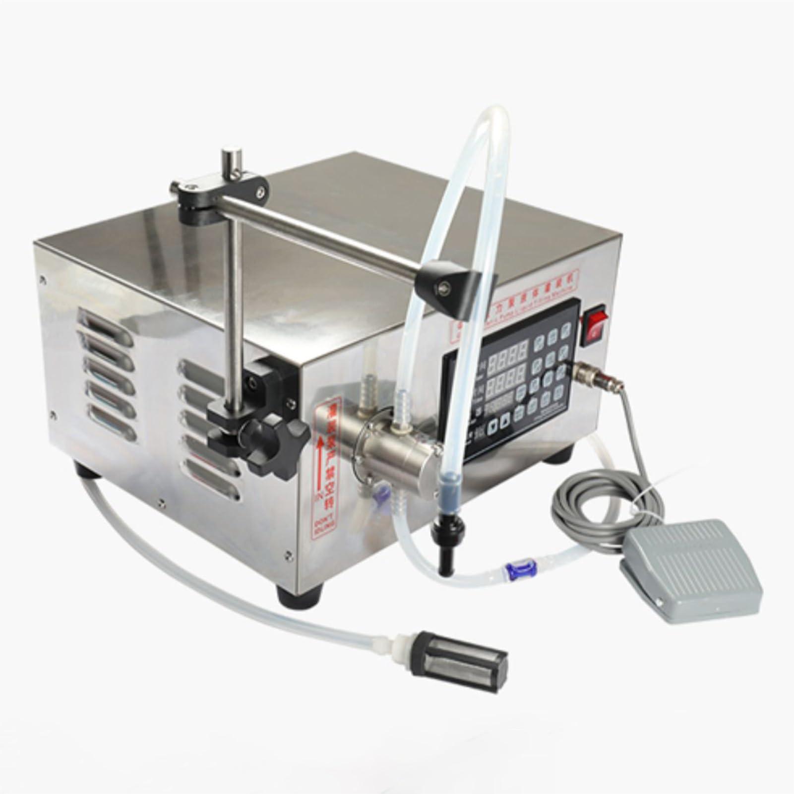 YUGXTH Liquid Filling Machine, Single Head Magnetic Pump Bottle Filler, Automatic Liquid Bottle Tube Filler, Stainless Steel Bottling Machine with Foot Pedal, for Cosmetics, Beverages, Oil