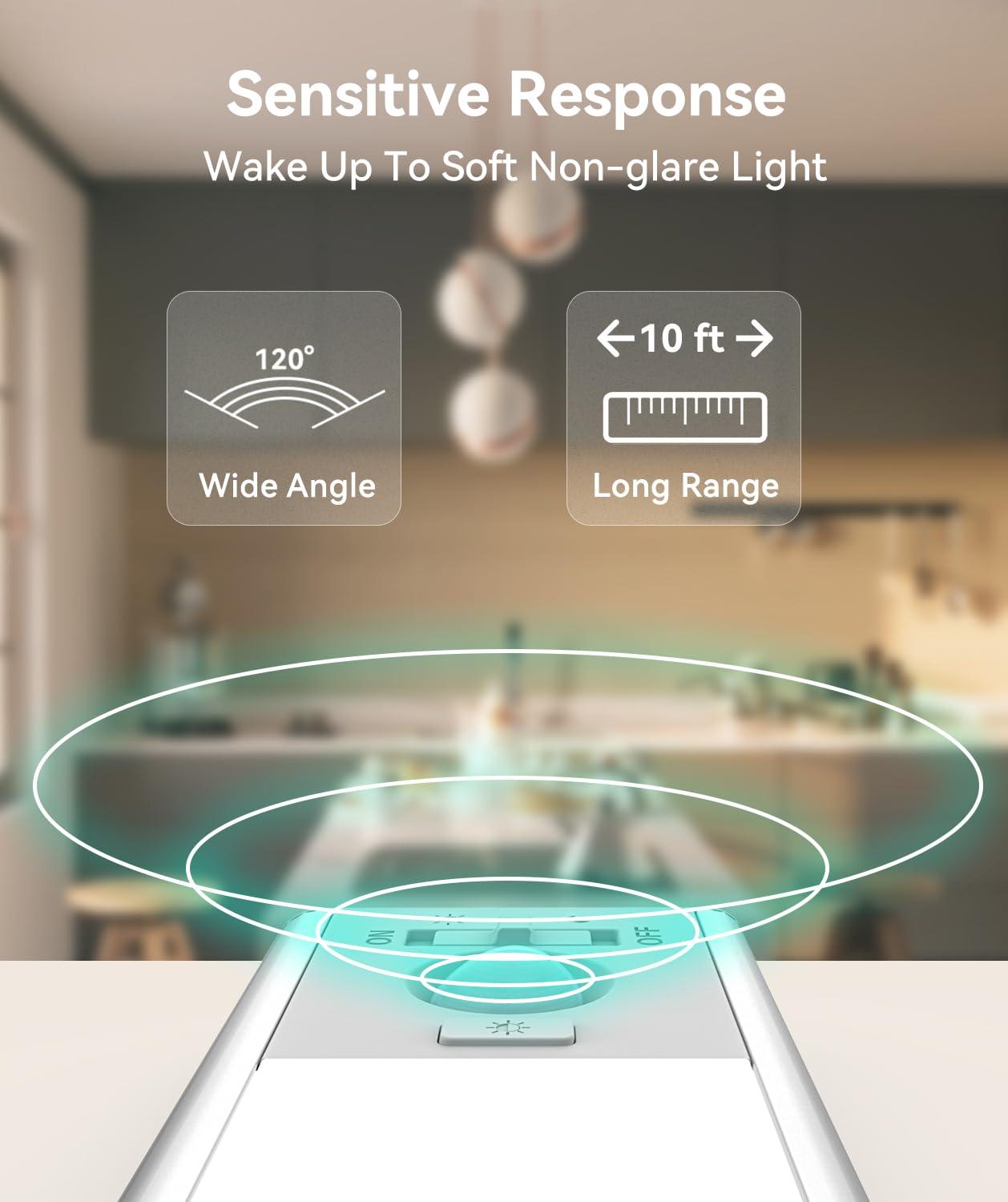 Under Cabinet Lighting, LED Motion Sensor Light Indoor, 2200mAh USB Rechargeable Closet Lights Battery Operated, Stick On Magnetic Wireless Dimmable Under Counter Lights for Kitchen, Stairs (2 Pack) - Image 5