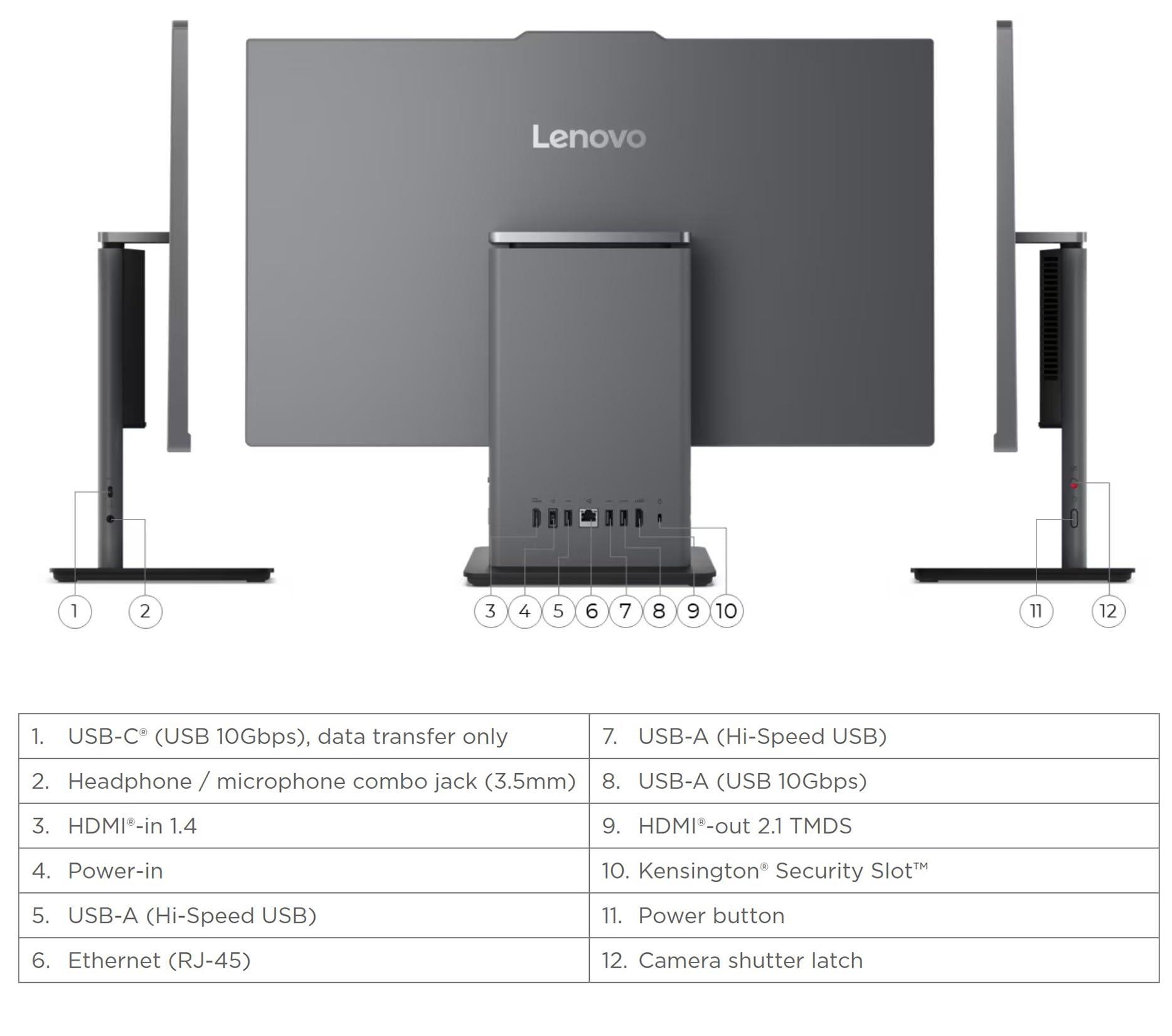 Lenovo ThinkCentre All-in-One Desktop Computer, 24" FHD IPS Display, 5-core Intel U300 Processor, 16GB DDR5, 256GB SSD, Wi-Fi 6, USB-C, HDMI in&Out, Wired KB&Mouse, Windows 11 Pro - Image 6