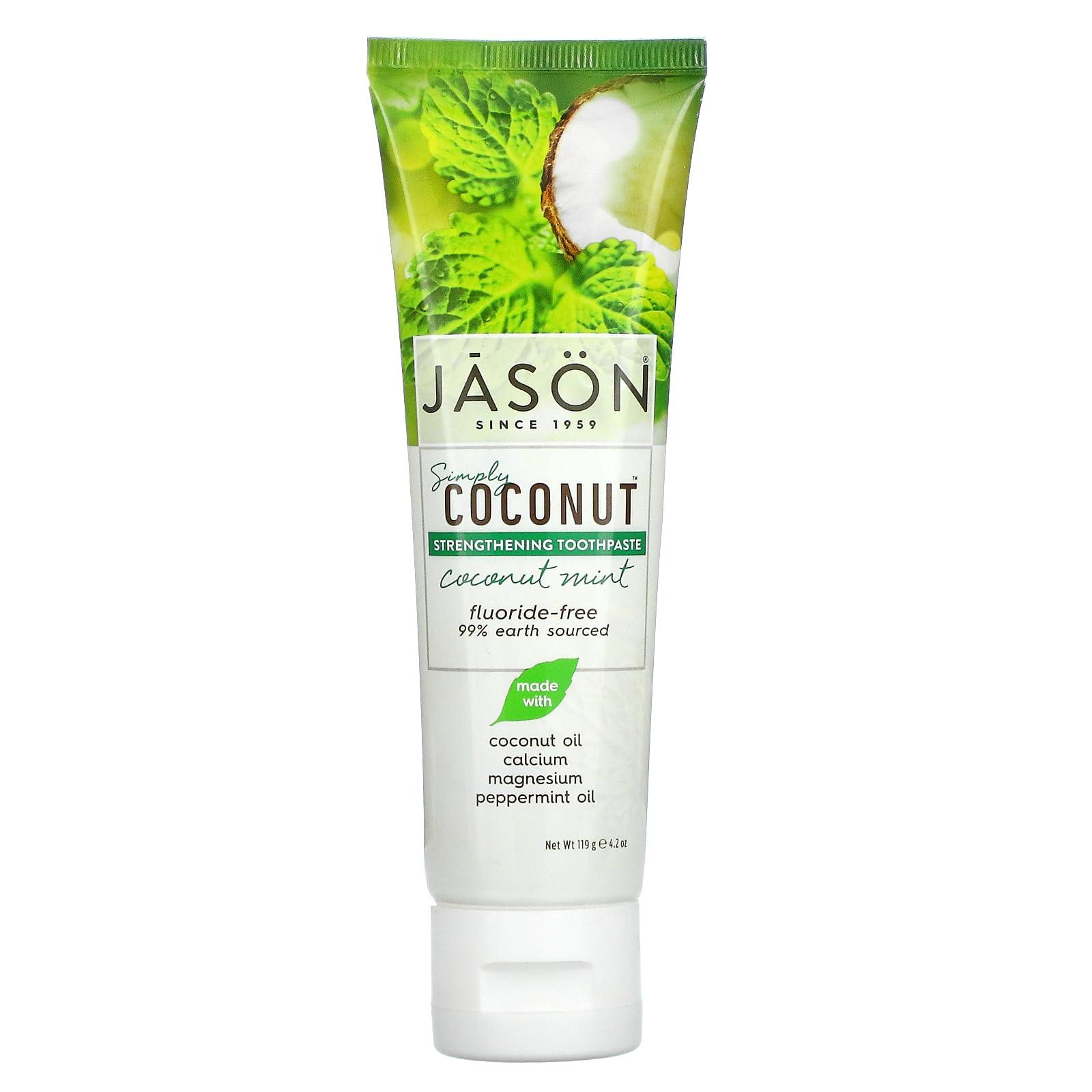 Jason Simply Coconut Strengthening Fluoride-Free Toothpaste, Coconut Mint, 4.2 Oz