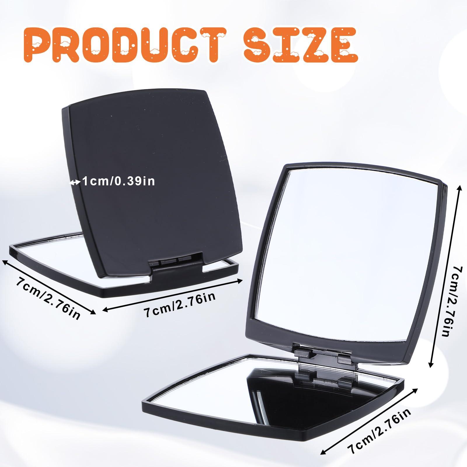 Nogeqi Compact Mirror for Purses,Travel Magnifying Mirror,Simple Style Small Mirror for Purse with Box,Foldable Pocket Mirror for Women,Travel Must Haves for Women Girl Makeup(2X/1X Black) - Image 2