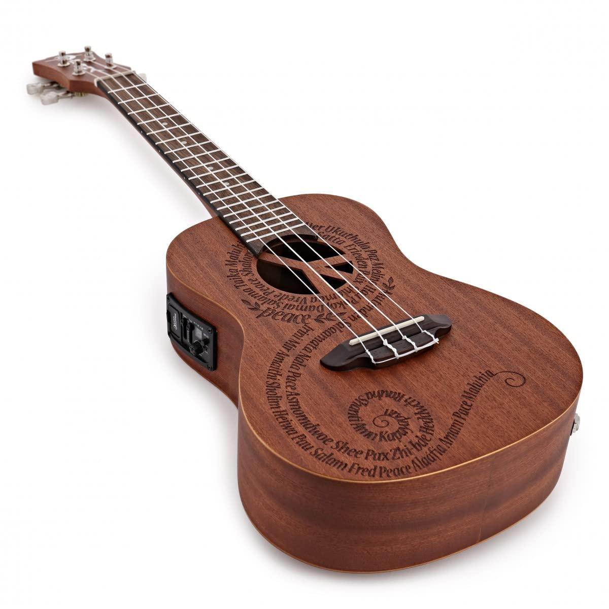 Luna Maluhia Peace Concert Ukulele with Gig Bag, Satin Natural - Image 8