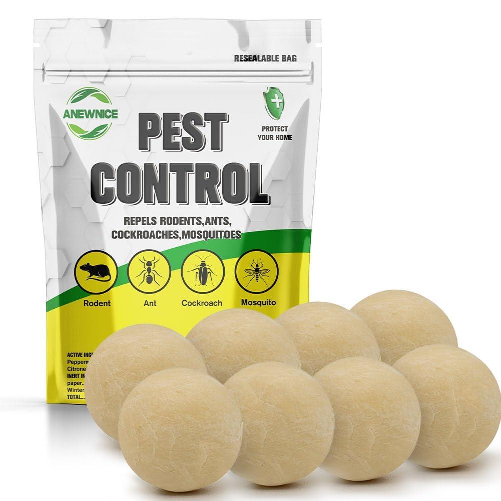 NJYNME Pest Control Balls, Peppermint Strongly Repel Rodents, Mouse, Mice, Rats, Ant, Roach, Moths & Other Pest, Indoor Mice Repellent, Mosquito Repellent-8P