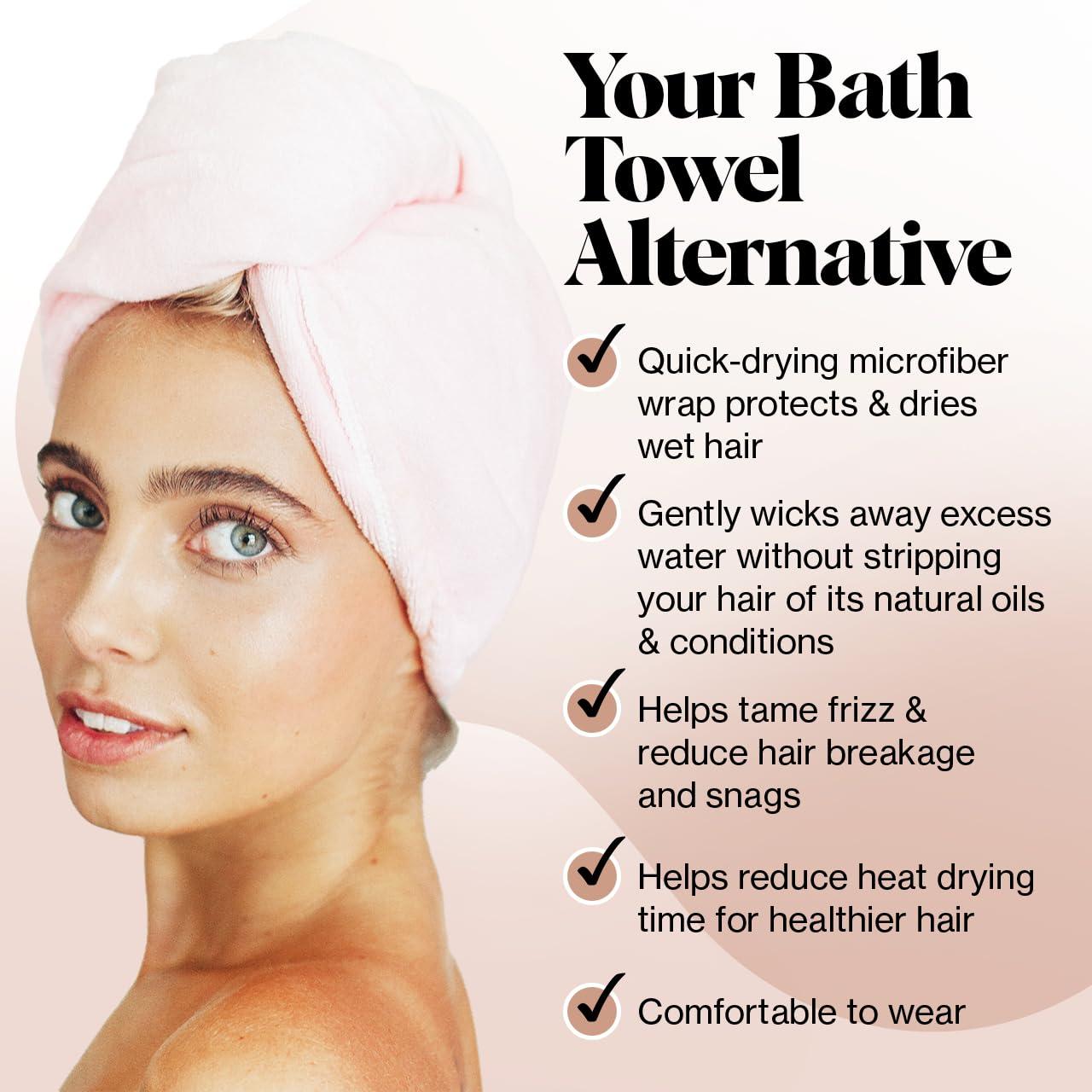 Kitsch Microfiber Hair Towel Wrap for Women - Super Absorbent Hair Drying Towel - Quick Dry, Anti-Frizz - for Long & Short, Wet & Curly Hair - Blush - Image 4