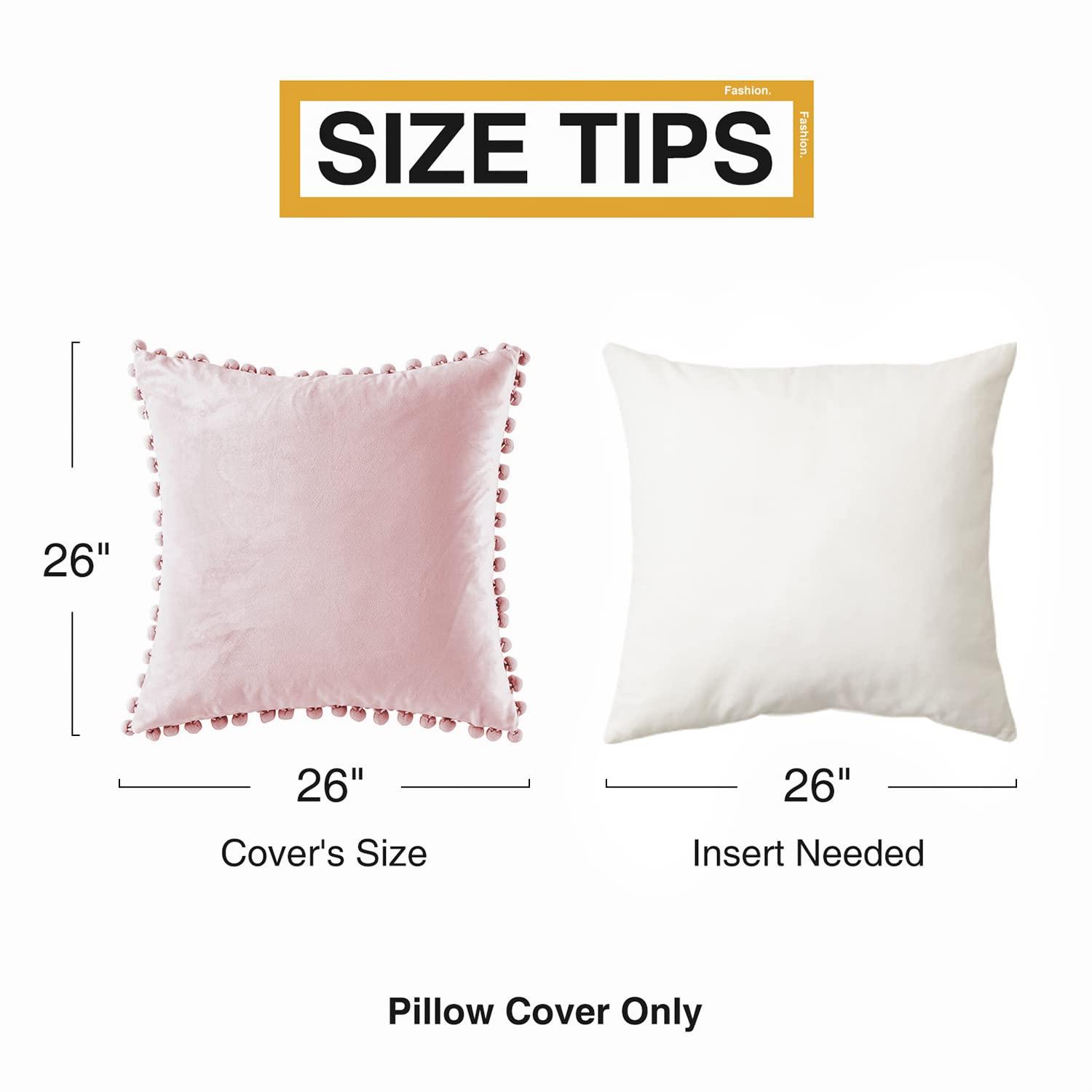 Top Finel Blush Pink 26x26 Euro Pillow Shams Set of 2 Decorative Throw Pillow Covers for Bed, Soft Velvet Couch Pillow Covers with for Bedroom, Spring Cute Aesthetic Home Decor - Image 3