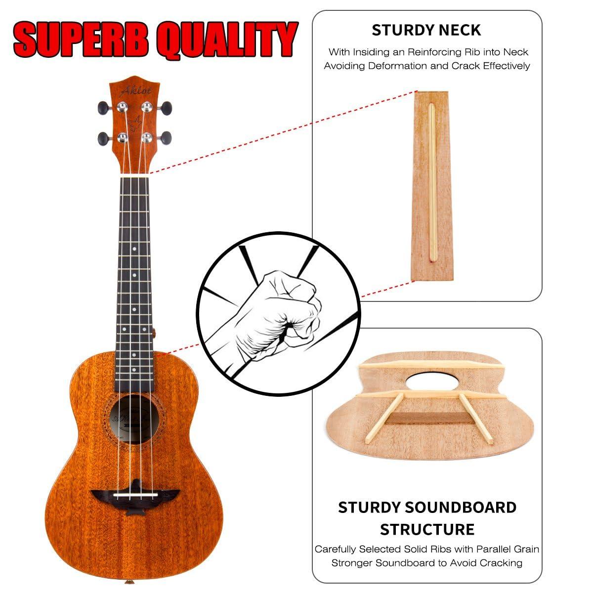 Ukulele, AKLOT Concert Ukelele Solid Mahogany 23 inch for Professional Beginners Adults Kit with Free Online Courses and Uke Accessories, AKC23 - Image 5