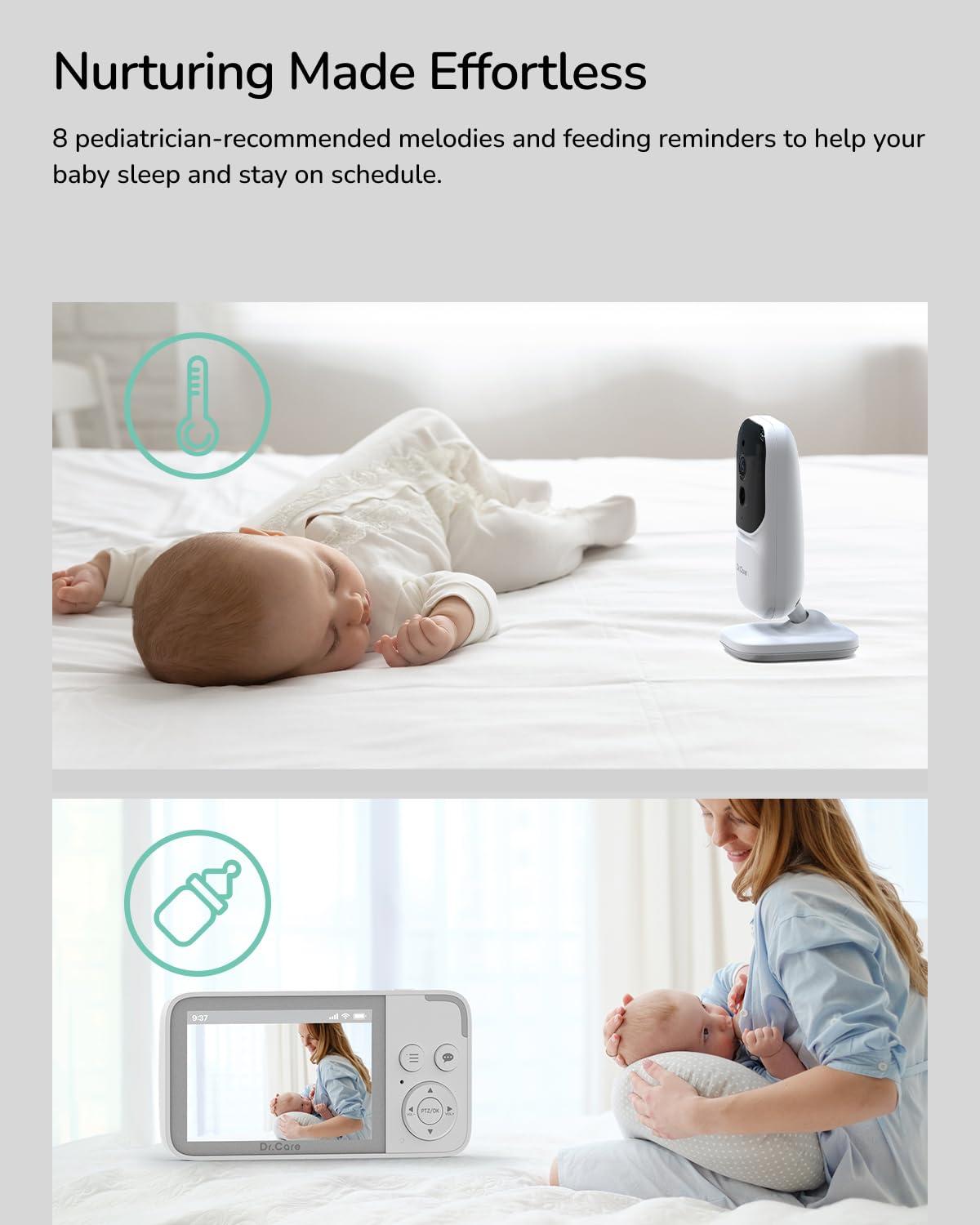Dr.Care NeoView Video Baby Monitor with 2 Cameras-3.5” Screen, 2-Way Audio, Video Loop Recording, Night Vision, Real-Time/VOX Monitoring, Temperature Sensor, Lullabies, No Wi-Fi(Supports Up to 128GB) - Image 6