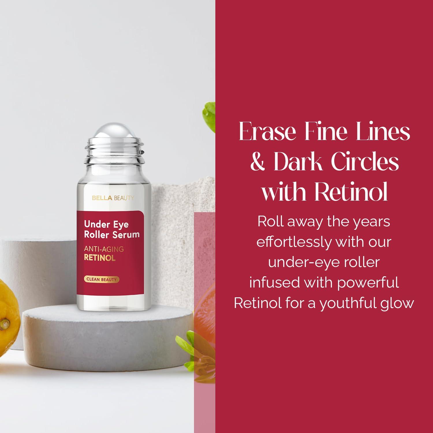 Bella Beauty Eye Roller Serum with Retinol & Vitamin B5 - Reduces Dark Circles, Puffiness & Fine Lines - Anti-Aging, Dermatologist Tested, Korean Skin Care for All Skin Types - 1.69 Fl. Oz - Image 2