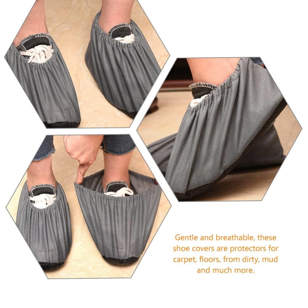Kisangel 3 Pairs Reusable Shoe Covers Indoor Boot Covers Dust Foot Covers for Home Washable Daily Use,Grey - Image 5