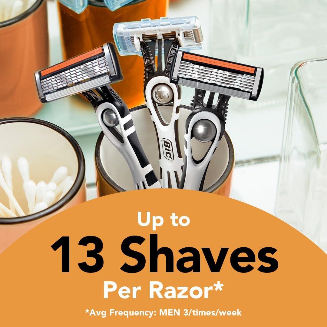 BIC Flex 5 Disposable Razors for Men, Sensitive Skin Razor For a Smooth, Comfortable and Close Shave, 4 Piece Razor Set - Image 2