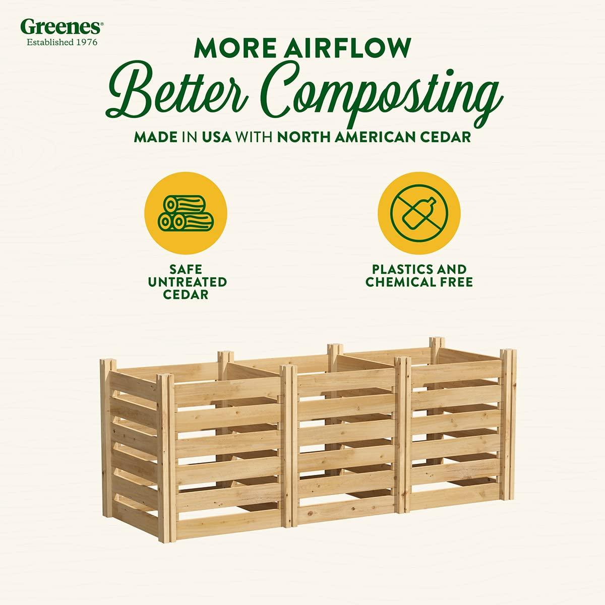 Greenes Fence Cedar Wood Composter, 24" W x 72" L x 31" H / 231.9 Gallons - Made in USA with North American Cedar - Image 3