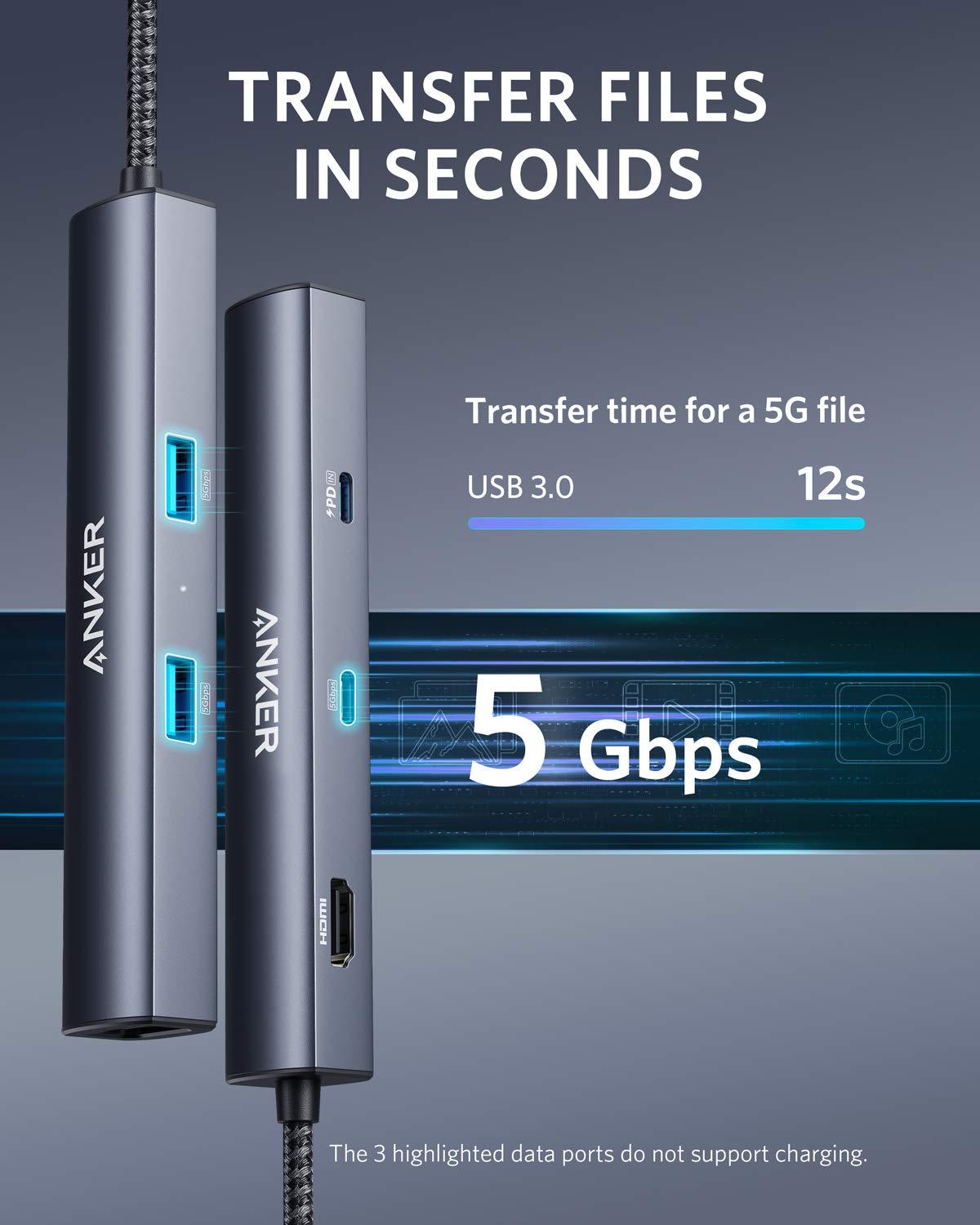 Anker 6-in-1 USB C Hub with 65W Power Delivery, 4K HDMI, 1Gbps Ethernet, USB Ports for MacBook Air, iPad Pro, XPS, and More - Image 5