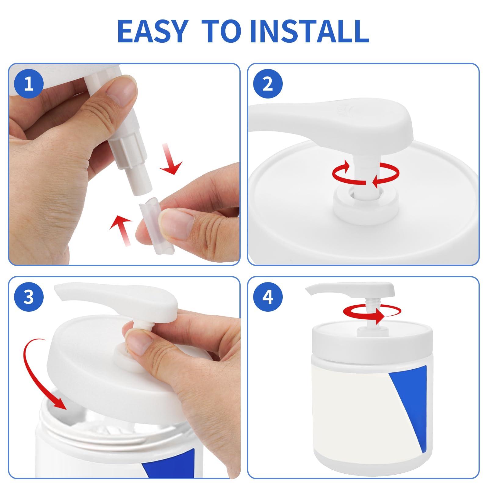 Pump Lid for CeraVe Moisturizing Cream 19oz (2Pcs) Universal Pump for 3.3inch Diameter Mouth, Cream Pump Dispenser Fits for CeraVe 16oz Jars When Cut Tube Short - Image 6