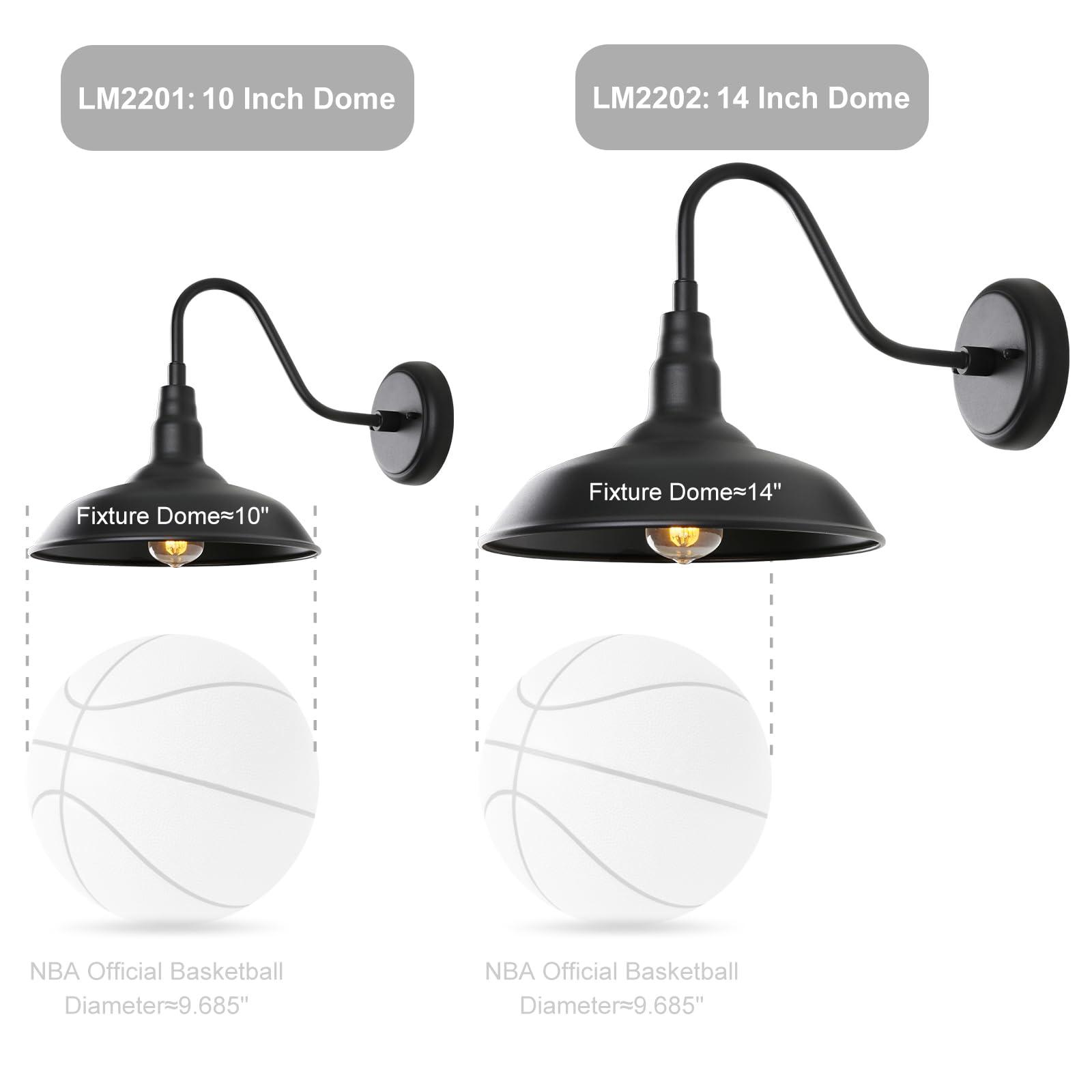 GOALPLUS 10in. Gooseneck Barn Light 6 Pack Farmhouse Wall Mount Light Fixture Exterior Waterproof Black Industrial Wall Sconce for Porch, Garage, Patio and Doorway, E26, LM2201-6P - Image 5