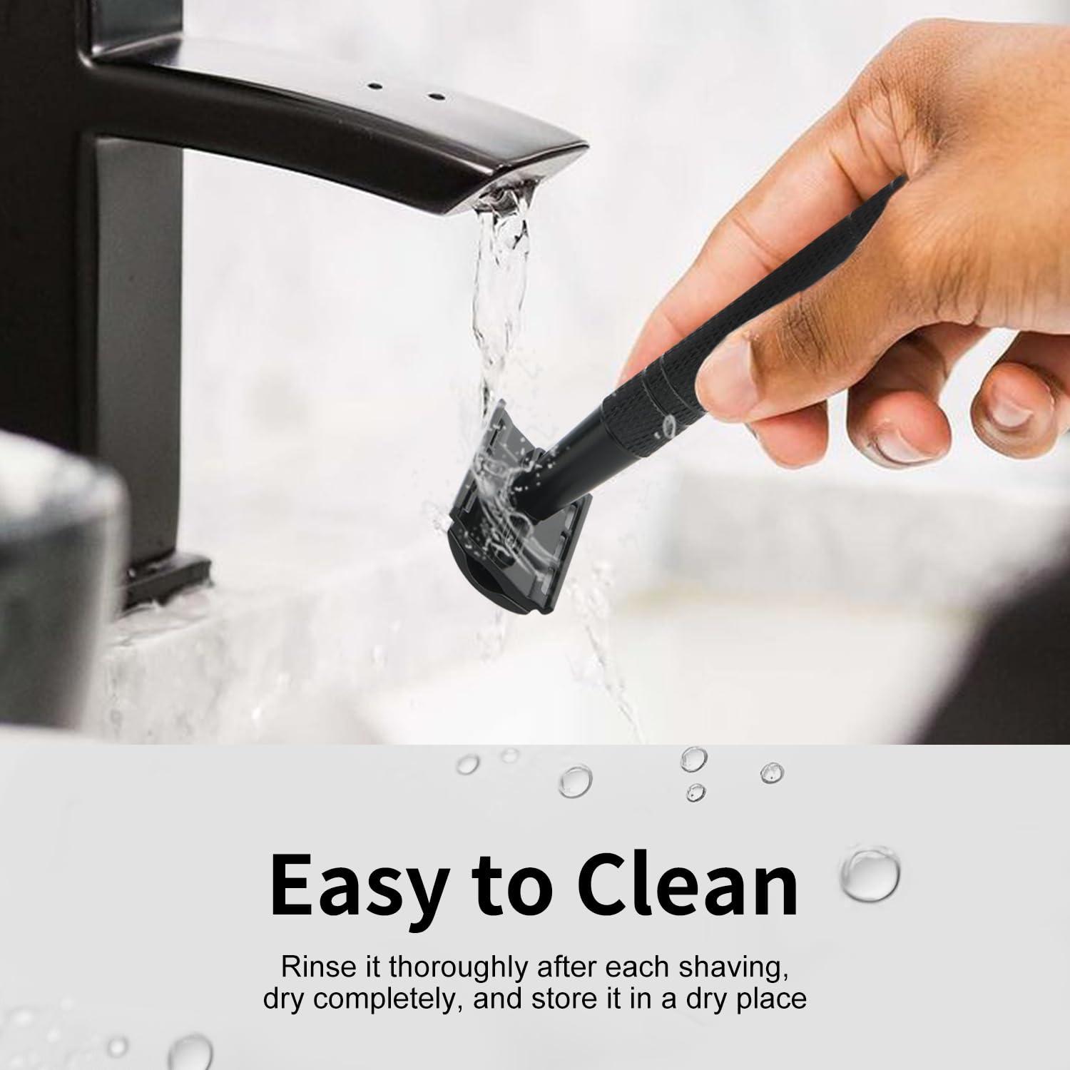 Matte Black Safety Razor, Single Blade Razors for Men, with 10 Stainless Steel Double Edge Blades, Reusable Metal 1 Blade Razor, Eco-Friendly, Smooth and Close Shave, Sustainable, Plastic Free - Image 6