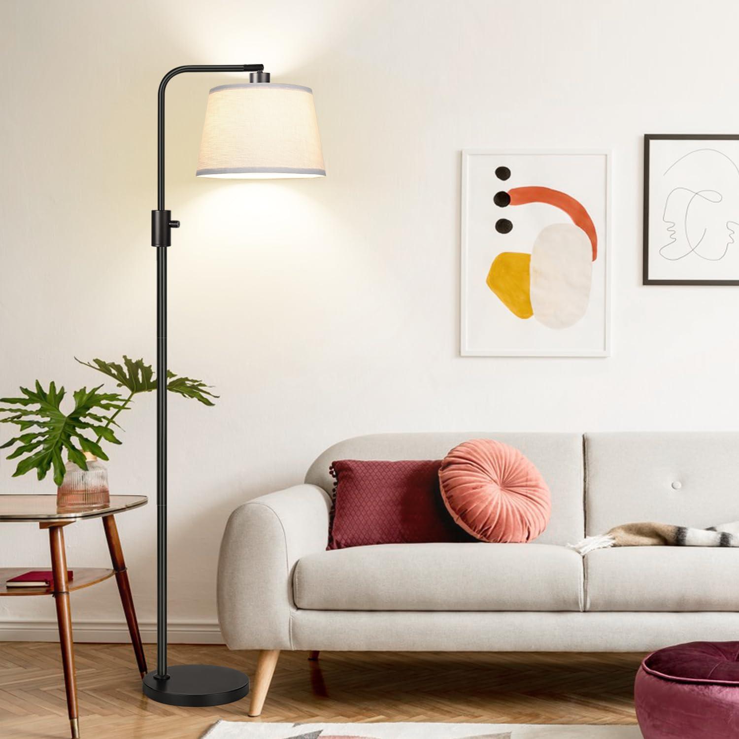【Upgraded】 Dimmable Floor Lamp, 1000 Lumens LED Edison Bulb Included, Arc Floor Lamps for Living Room Modern Standing Lamp with Linen Shade, Tall Lamp for Bedroom Office Dining Room- Black - Image 6