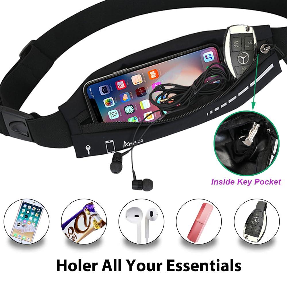 AIKENDO Slim Running Belt for Women Men,Runners Fanny Pack Phone Holder,Running Pouch Waist bag for Workout Jogging,Money Belt Running Gear Accessories - Image 2