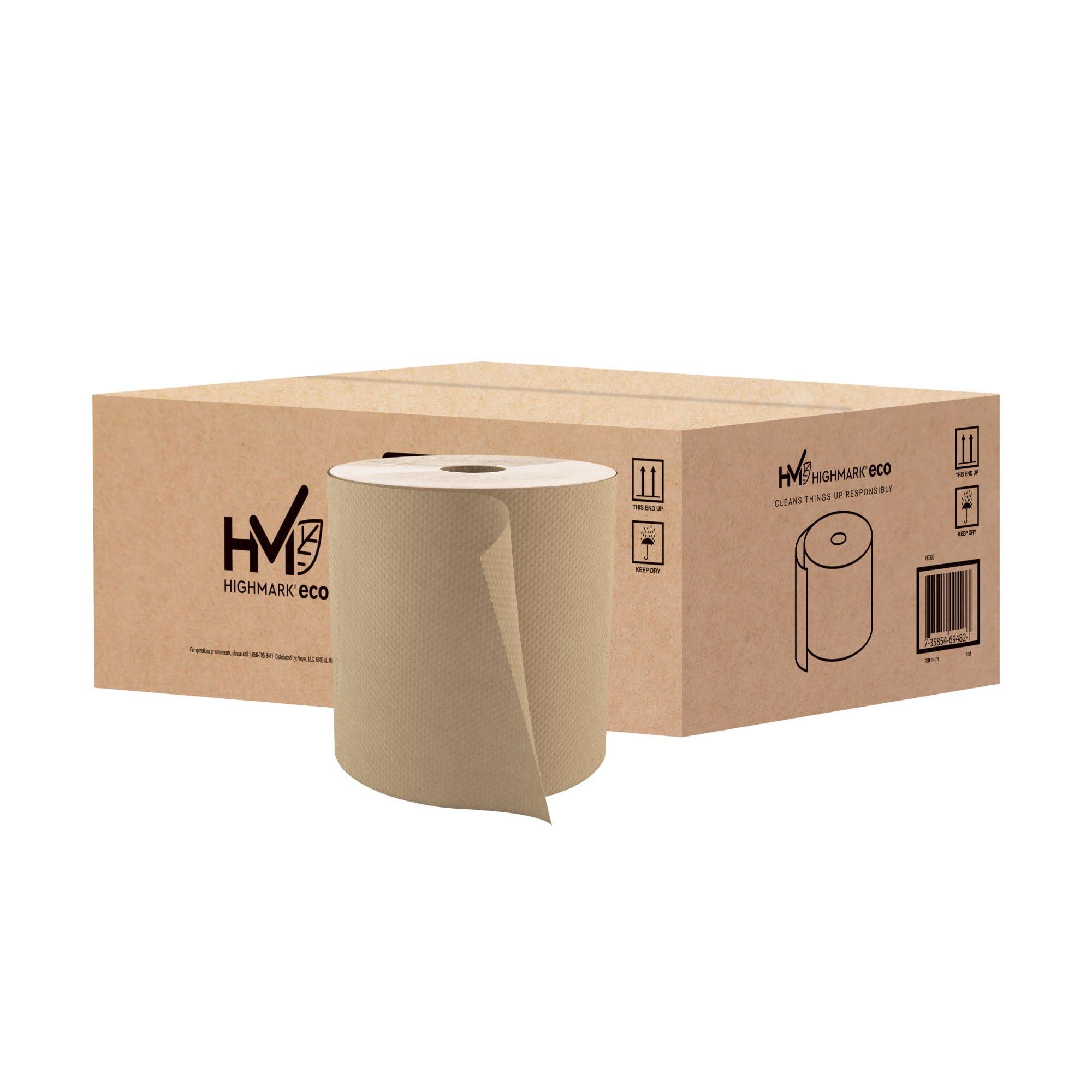 Highmark® Hardwound Paper Towels, 8" x 800', 100% Recycled, Natural, Case Of 6 Rolls