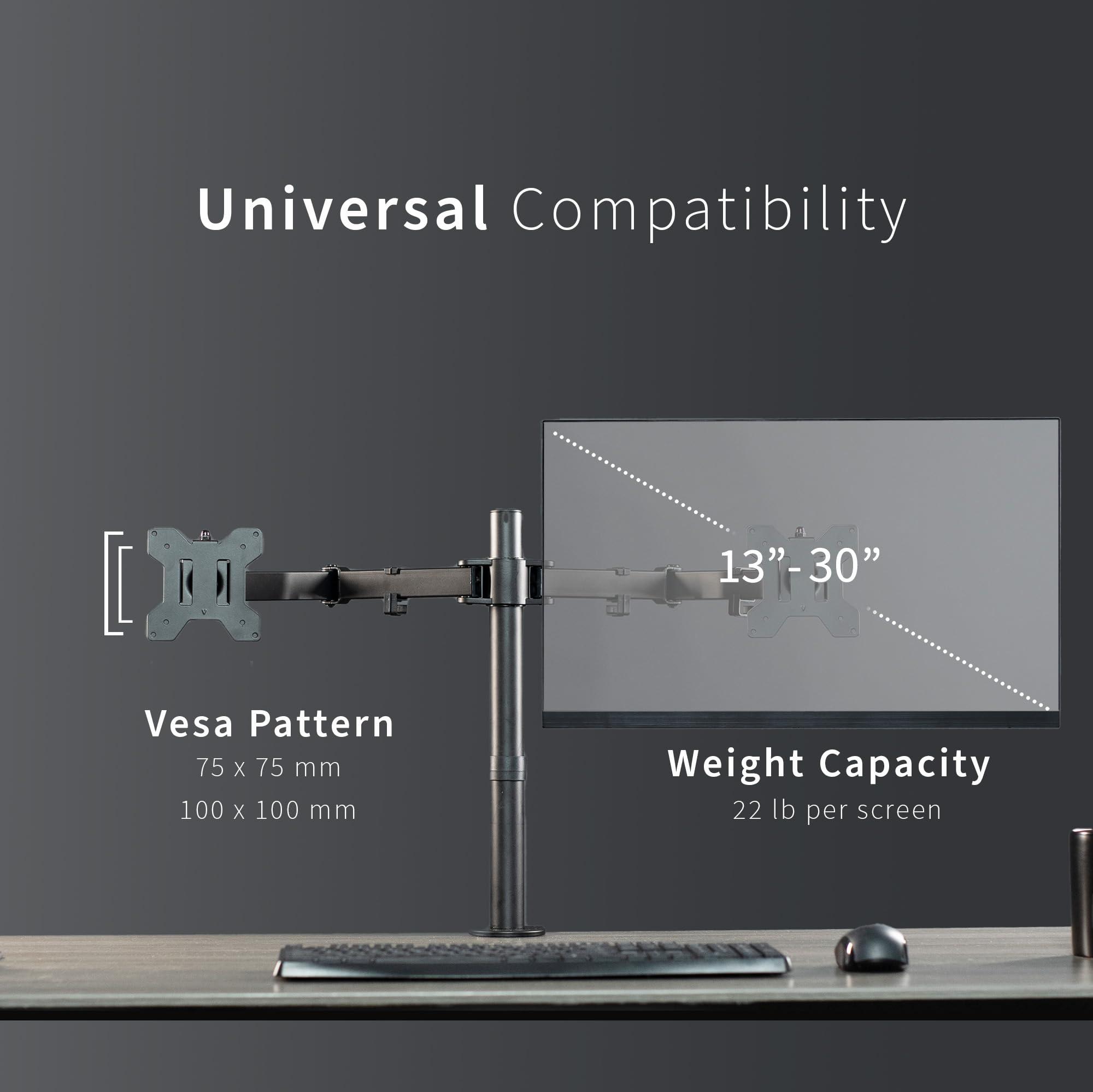 VIVO Dual Monitor Desk Mount, Heavy Duty Fully Adjustable Steel Stand, Holds 2 Computer Screens up to 30 inches and Max 22lbs Each, Black, STAND-V002 - Image 7