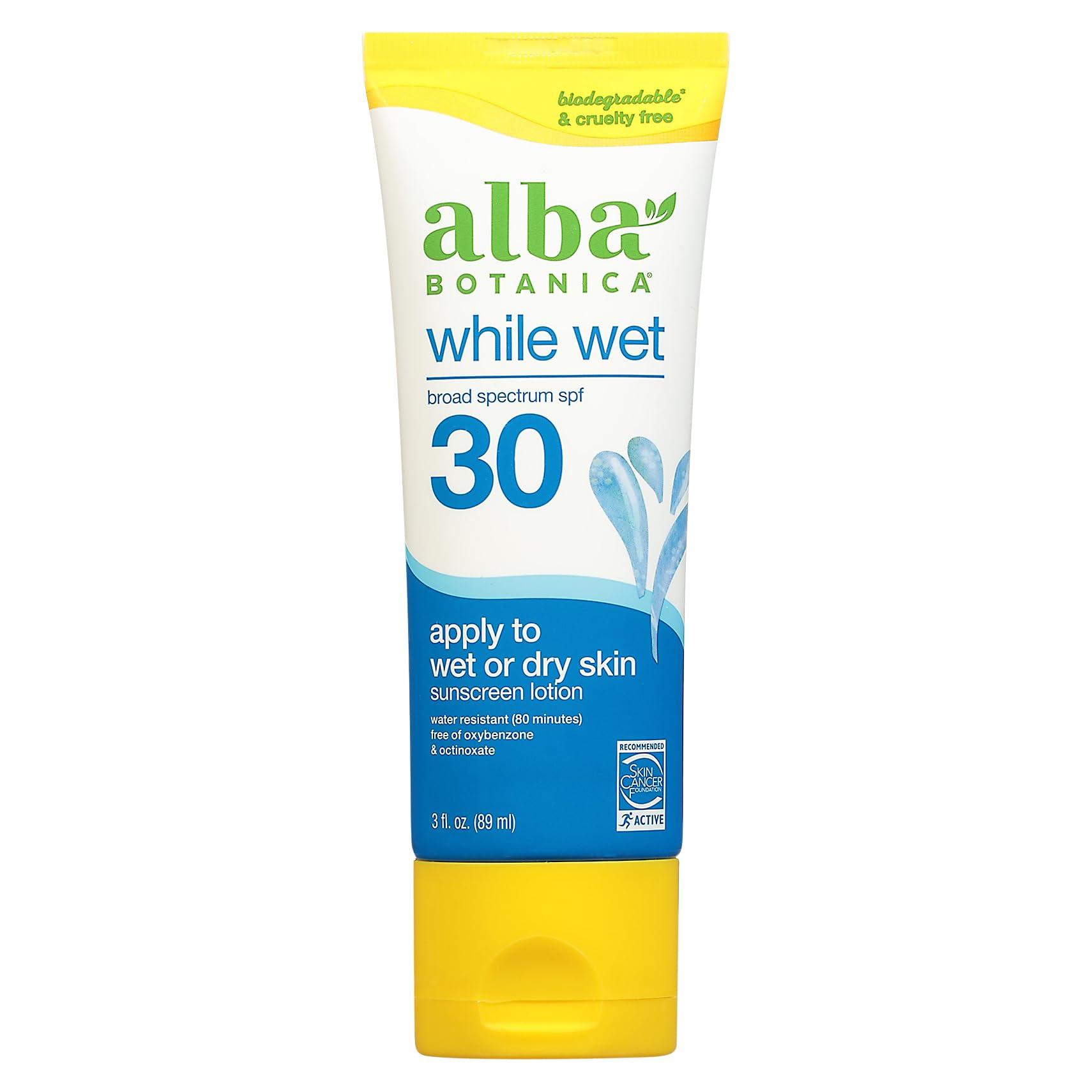 Alba Botanica, Sunscreen Lotion While Wet SPF 30, 3 Fl Oz