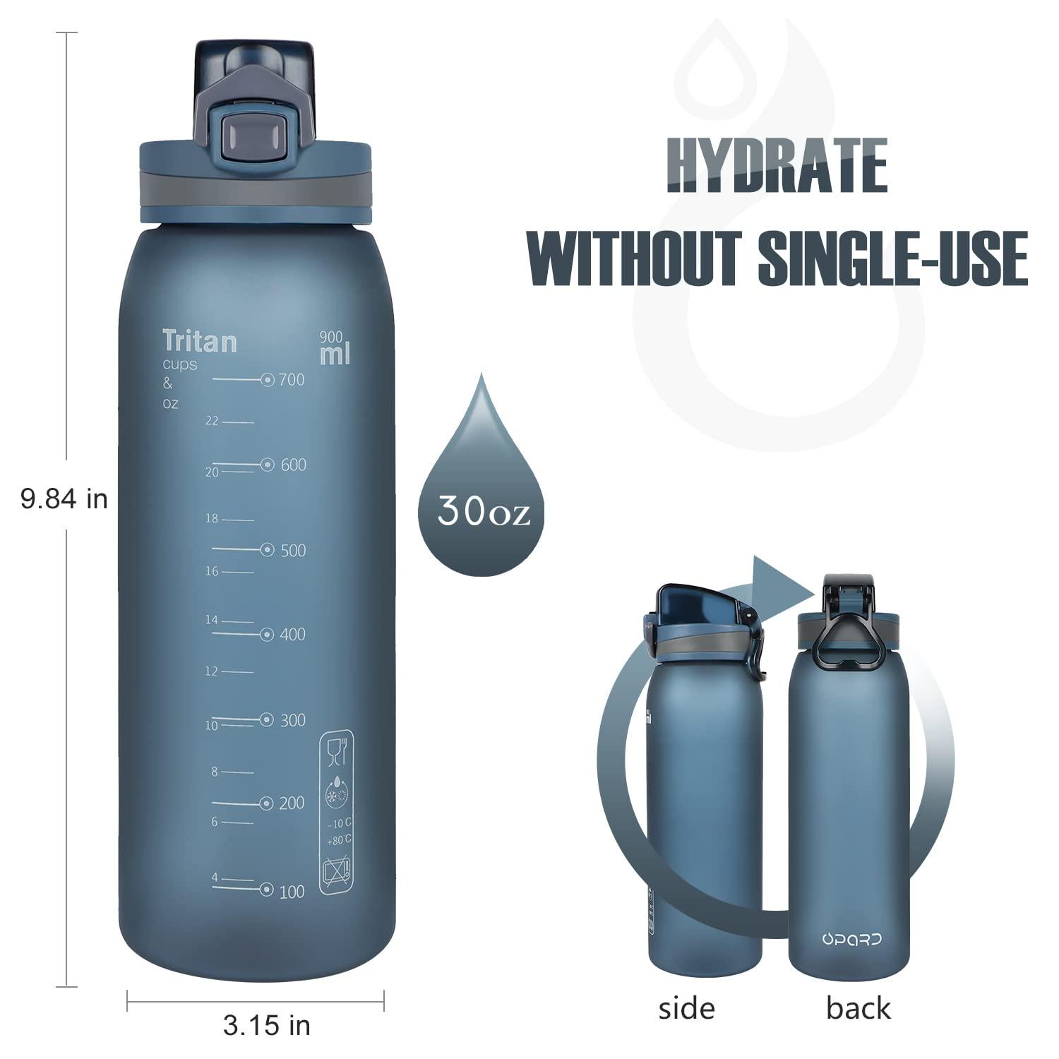 Opard 30oz/32oz Sports Water Bottle with Leak Proof Flip Top Lid BPA Free Tritan Reusable Plastic for Gym and Outdoor, Travel Water Bottle with Straw - Image 2