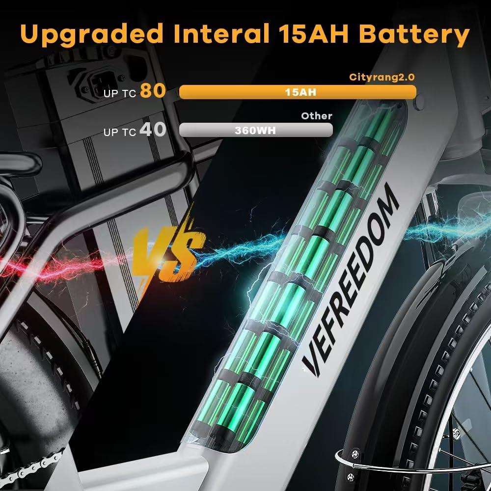 VELECTREC 𝟏𝟎𝟎𝟎𝐖 Peak Electric Bike for Adults,up 𝟖𝟎 Miles Removable Battery Ebike, 26" UL Certified Electric Mountain E Bike with 7-Speed,Adult Electric Bicycles for Commute Beach Snow - Image 4