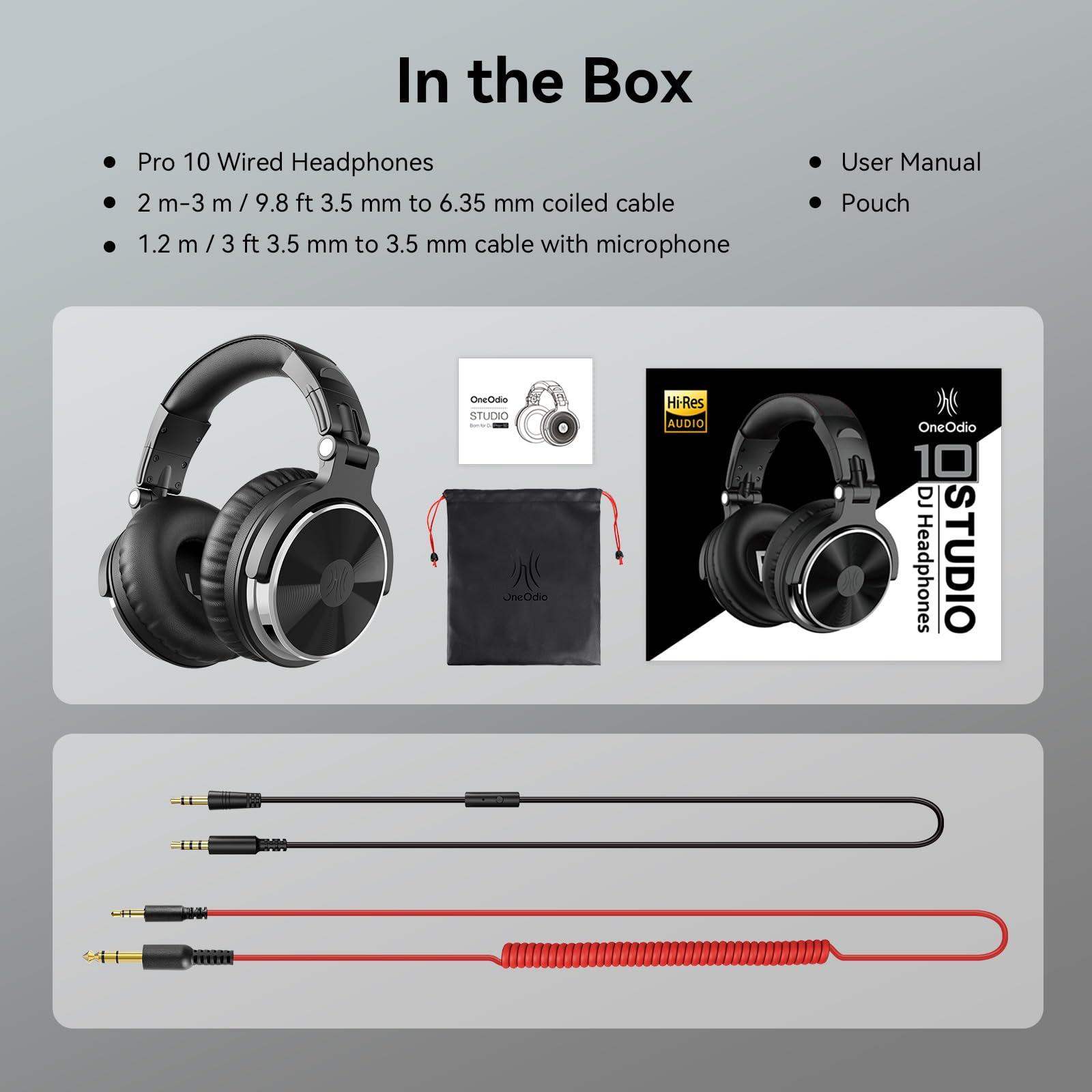 OneOdio Wired Over Ear Headphones Hi-Res Studio Monitor & Mixing DJ Stereo Headsets with 50mm Drivers and 1/4 to 3.5mm Jack for AMP Computer Recording Podcast Keyboard Guitar Laptop - Black - Image 9