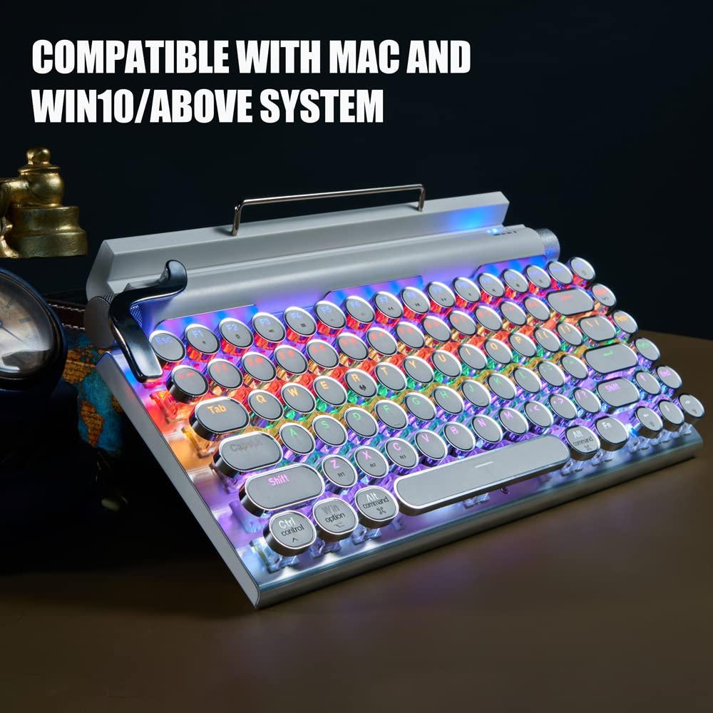 7KEYS Typewriter Keyboard Wireless Retro Style, Vintage Classical Mechanical Keyboard with Bluetooth for IPAD PC/Laptop Mac/Phone - Image 4
