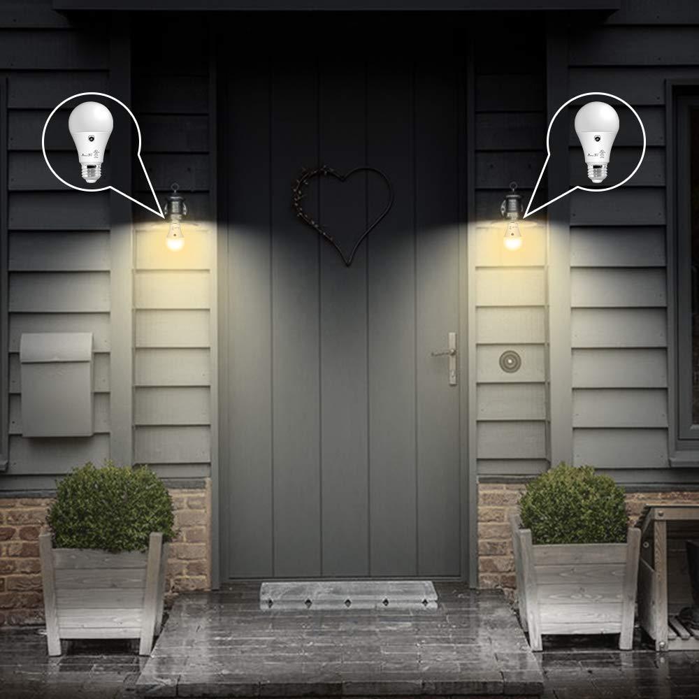AmeriTop Dusk to Dawn Light Bulb- 2 Pack, A19 LED Sensor Light Bulbs; UL Listed, Automatic On/Off, 800 Lumen, 10W(60 Watt Equivalent), E26 Base, Indoor/Outdoor Lighting Bulb (3000K Warm White) - Image 2