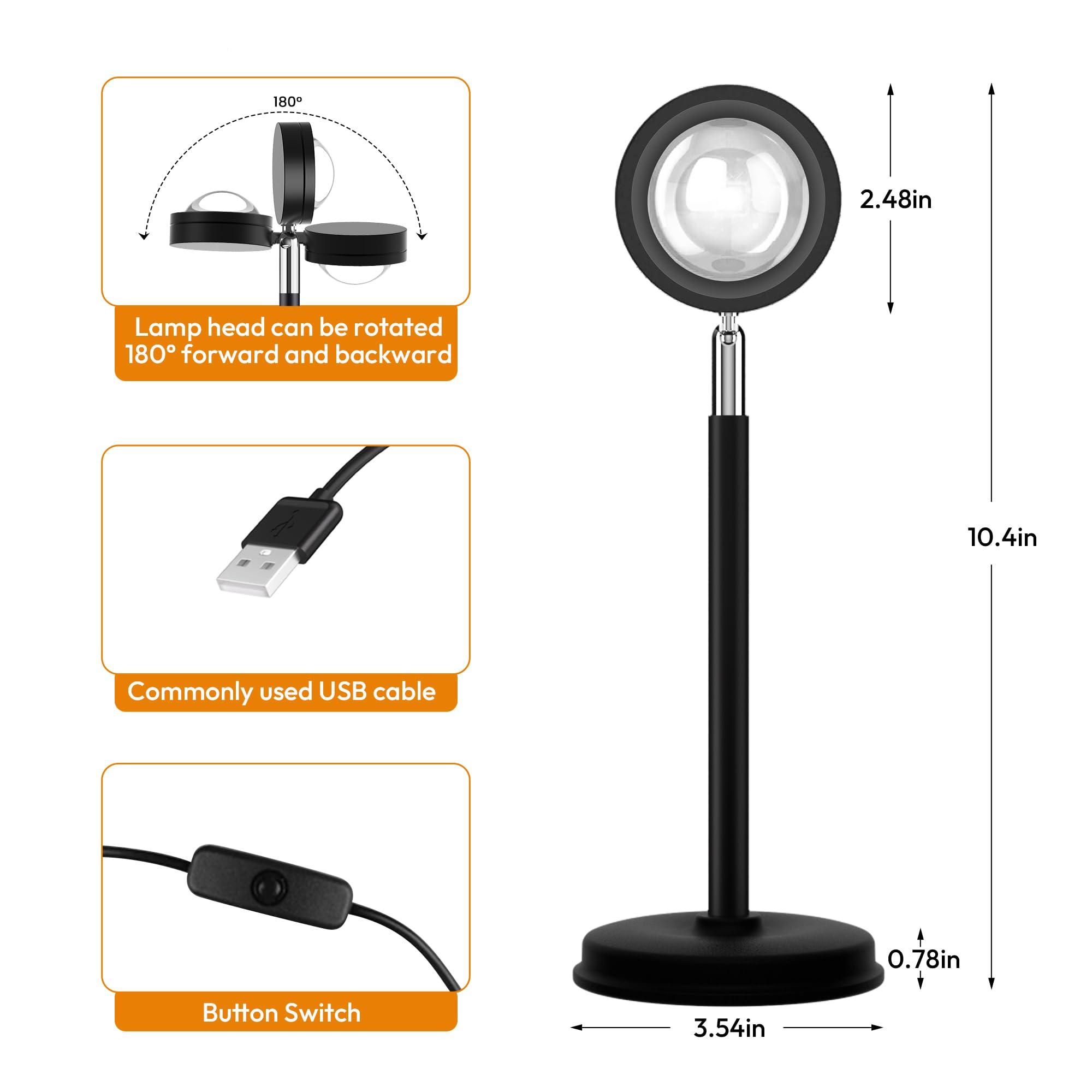 Tsrarey Sunset Lamp Projector,180 Degree Rotation Sun Projection Light Led Night Light Floor Lamp with USB Port,Sunset Lamps for Photography Party Bedroom Decor,Christmas Gifts for Women - Image 3