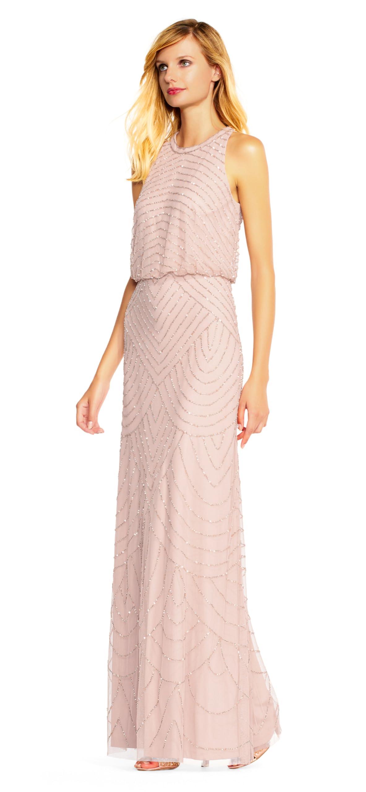 Adrianna Papell Women's Halter Art Deco Beaded Blouson Dress - Image 4