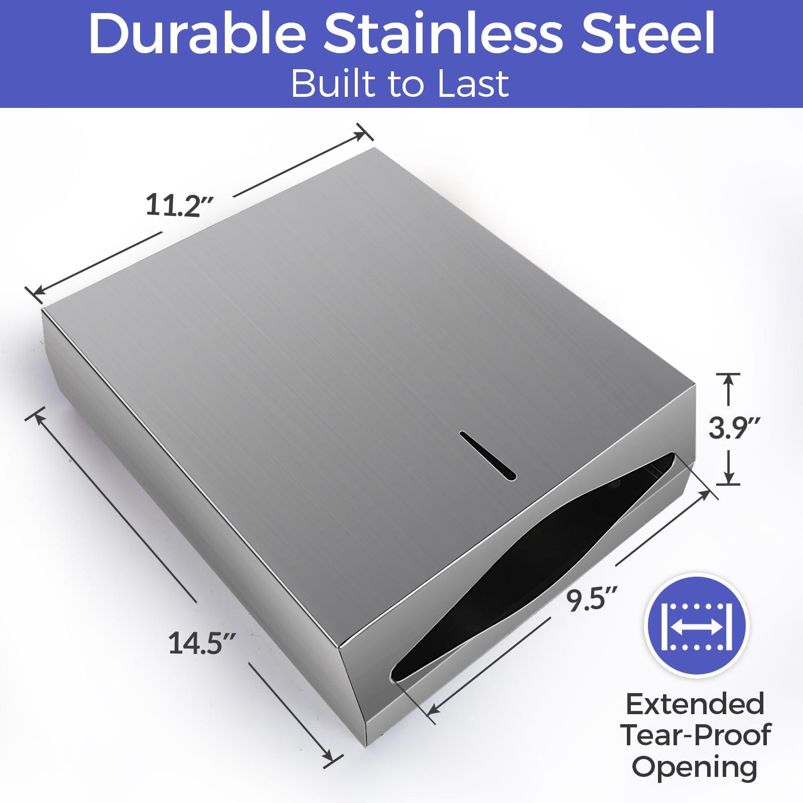 Stardrix Paper Towel Dispenser Wall Mount, Brushed Stainless Steel Commercial Paper Towel Holder with Lock, Large Capacity 400 C Fold/525 Multifold Towels - Image 5