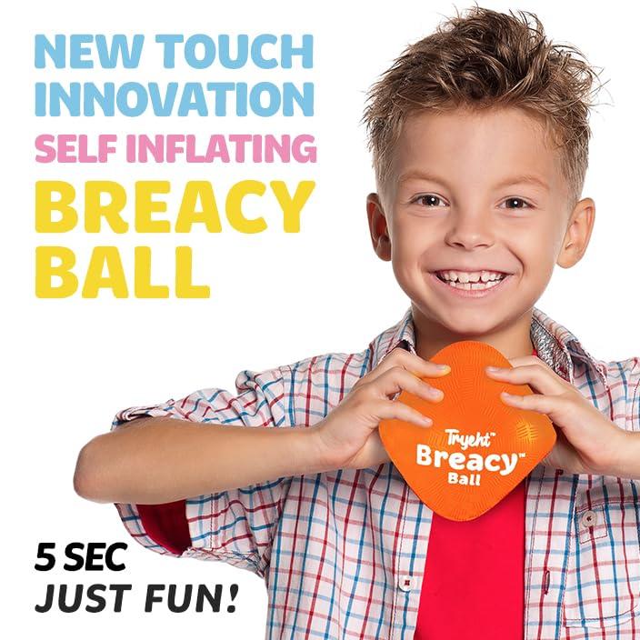 Tryeht Self Inflating Ball 5", Rubber New Feel Breacy Ball, Hi Bouncy, Never Need Pump, Neon Orange, Playground Balls, Handball, Dodgeballs, Picnic and School Play in and Outdoor - Image 3