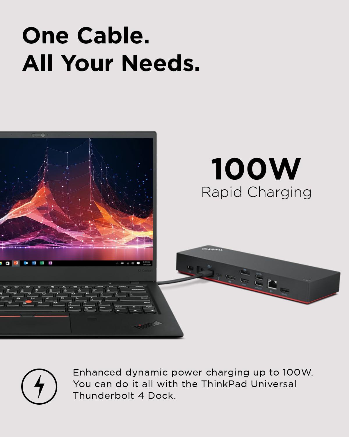 Lenovo ThinkPad Universal Thunderbolt 4 Dock, 4 Displays, Dynamic Power Charging up to 100W, Black - Image 2