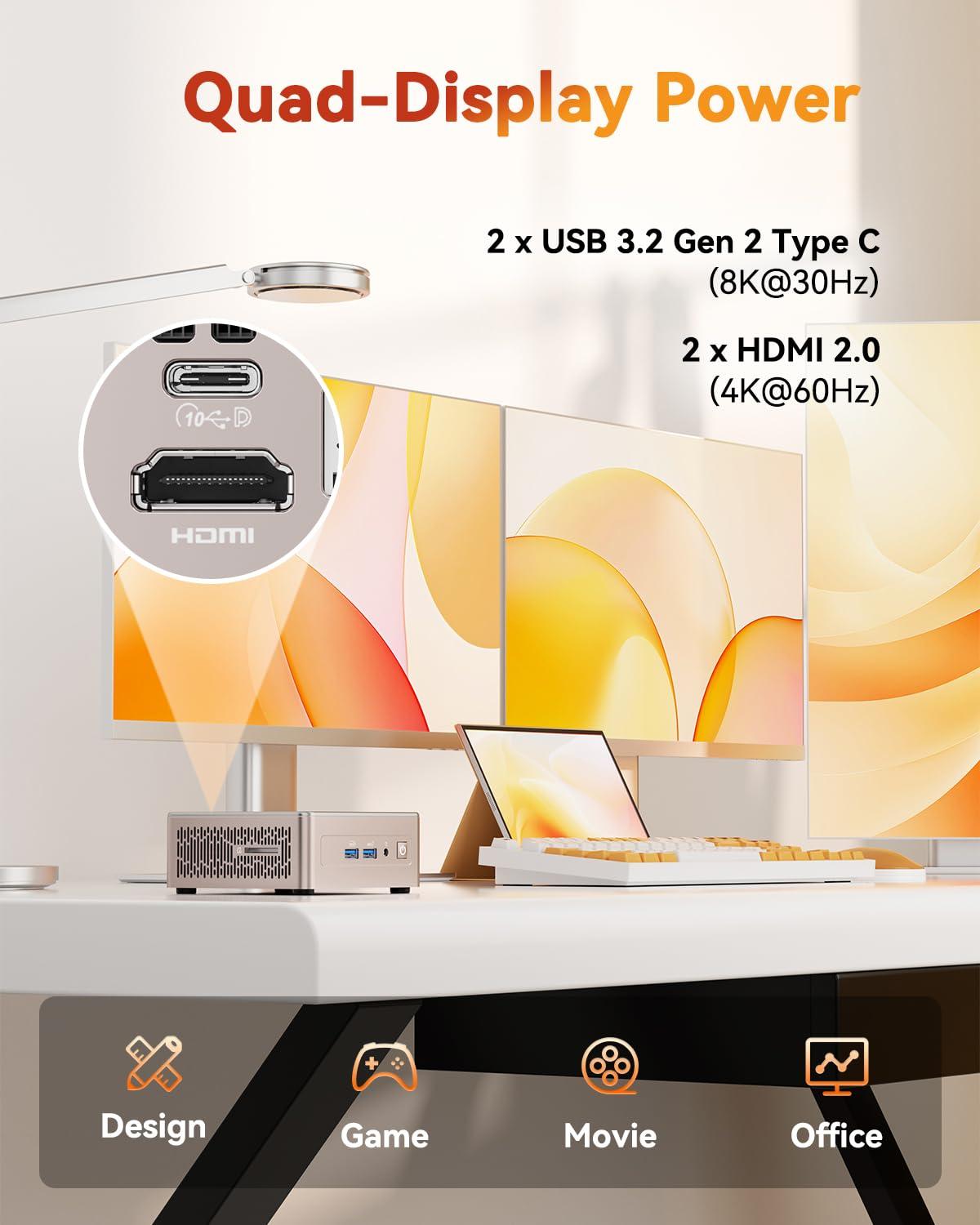 GEEKOM A5 Mini PC, AMD Ryzen 7 5825U (8C/16T, up to 4.5GHz), 16GB DDR4&512GB M.2 PCIe NVMe SSD, Vega 8 Graphics, Windows 11 Pro Desktop Computer Support 8K UHD/Wi-Fi 6/Bluetooth 5.2/USB 3.2 - Image 7