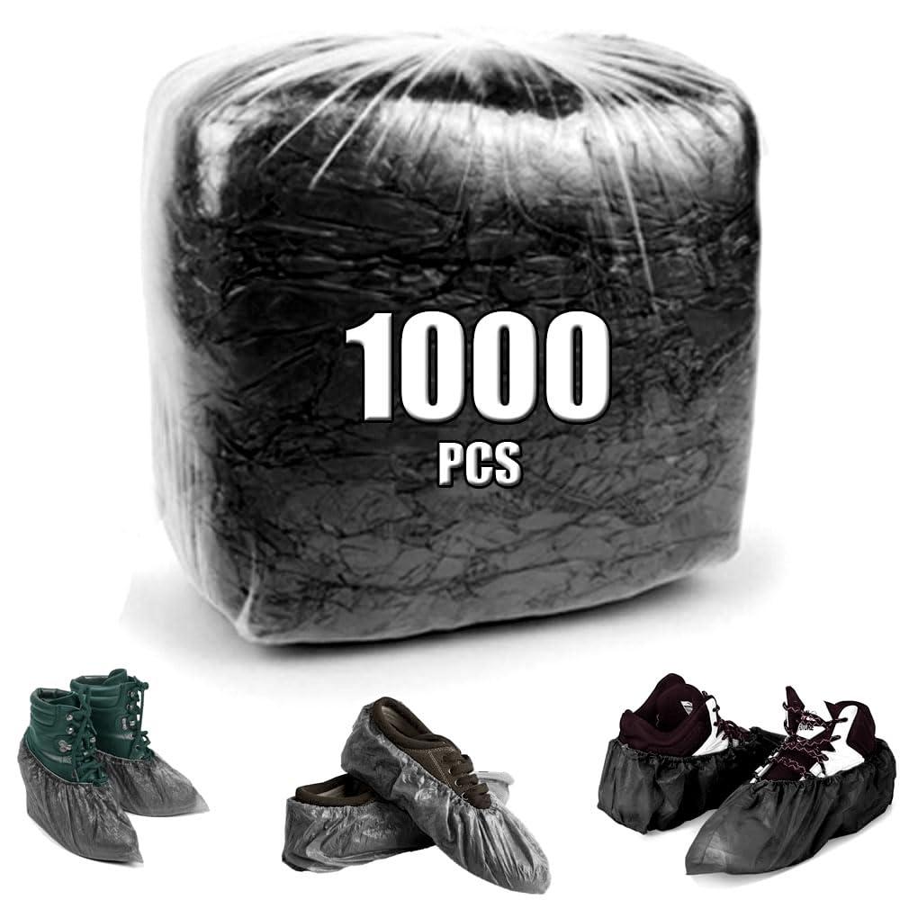 Black shoe covers Disposable 1000 PCS (500 Pair) Premium Waterproof and Recyclable Boot Booties Covers Covers for Indoors, Non, Fits Up To 11 US Men and 13 US Women Size, Slip on, Horlon