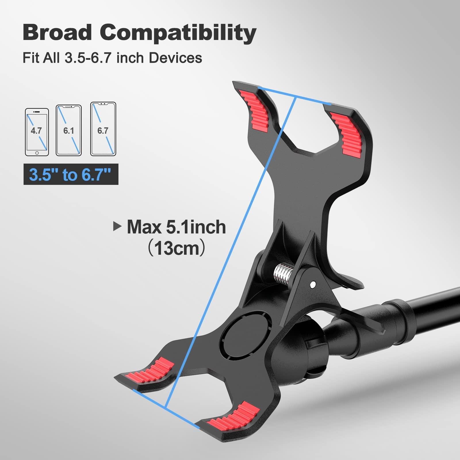 VIVI MAO Gooseneck Cell Phone Holder, Universal 360 Flexible Phone Stand Lazy Bracket Mount Long Arms Clamp for Phone 13 Pro Xs Max XR X 8 7 6 6s Plus and Other 3.5~6.7'' Device (Black)… - Image 3
